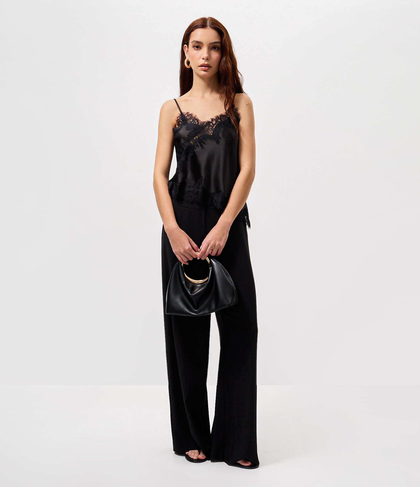 Calça Pantalona Alfaiatada com Cós e Pregas Preto 1