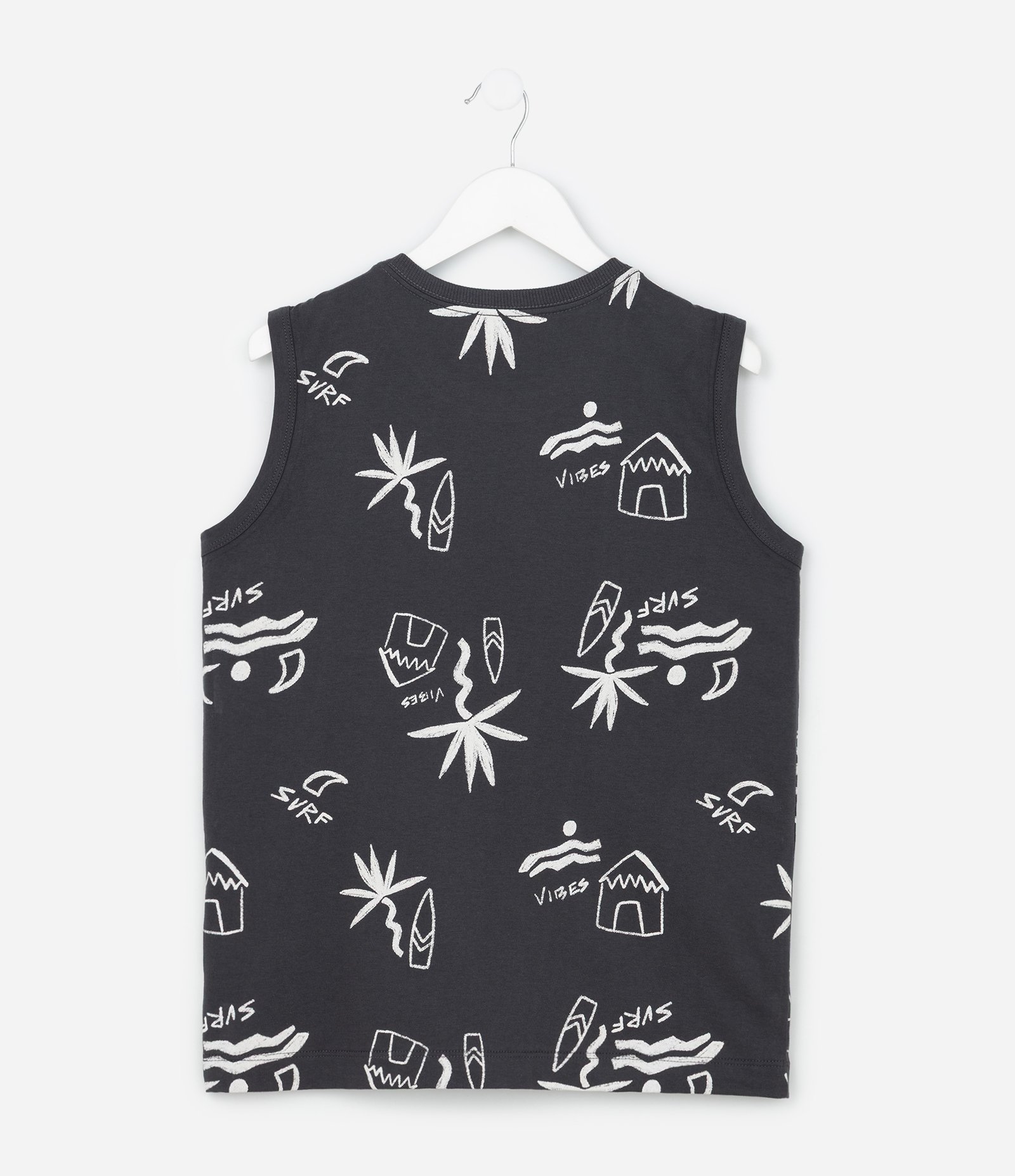 Regata Infantil em Algodão com Estampa Tropical - Tam 5 a 14 Anos Cinza 2