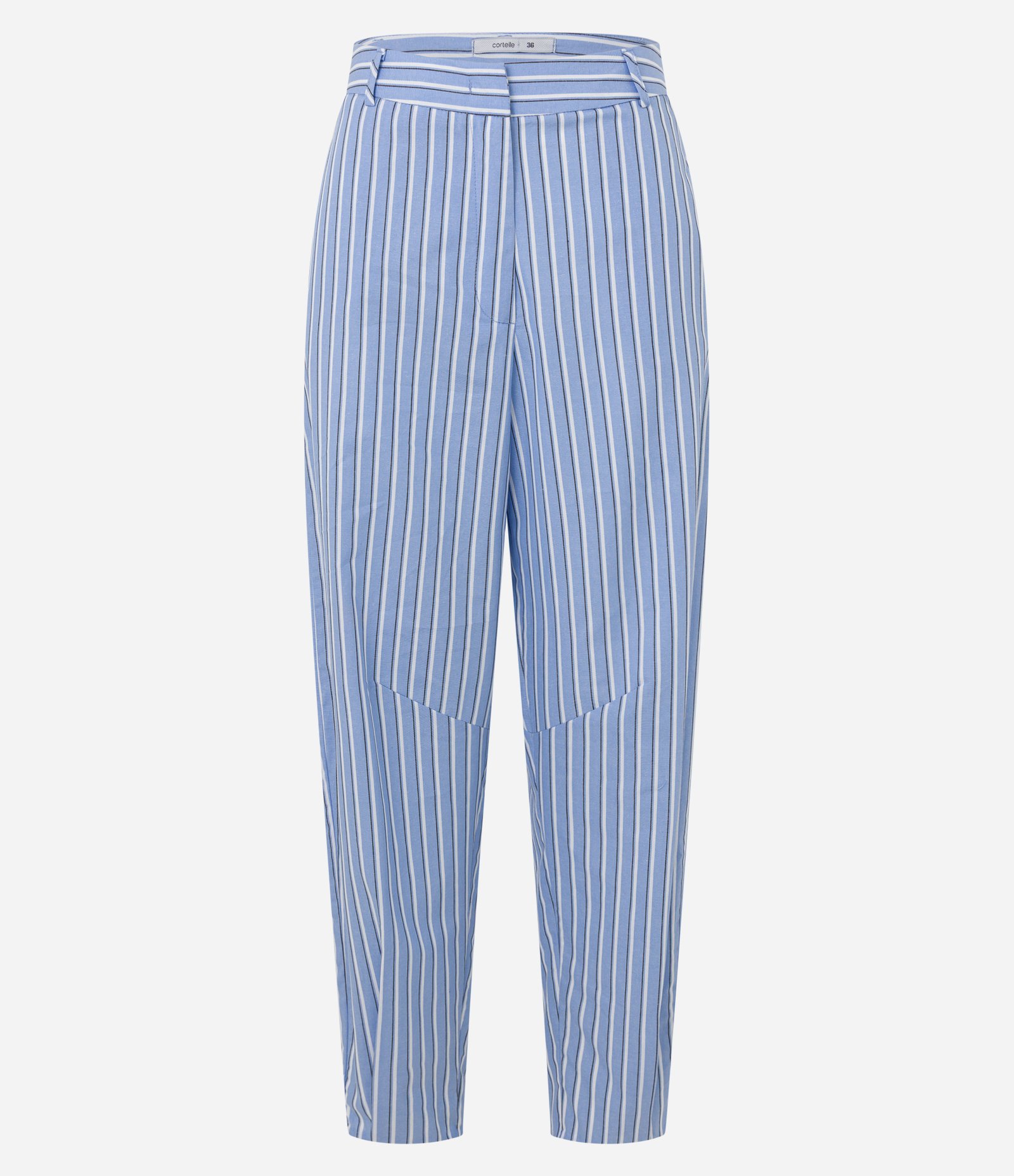 Calça Balloon Cropped com Cintura Alta e Listras Azul 5