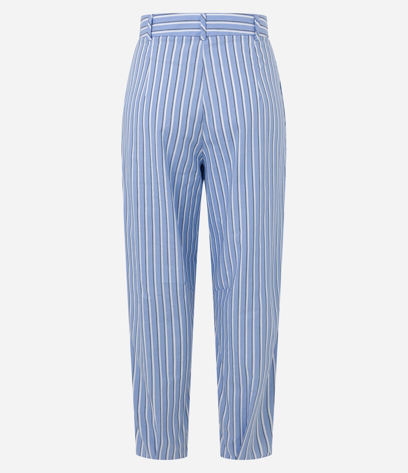 Calça Balloon Cropped com Cintura Alta e Listras Azul 6