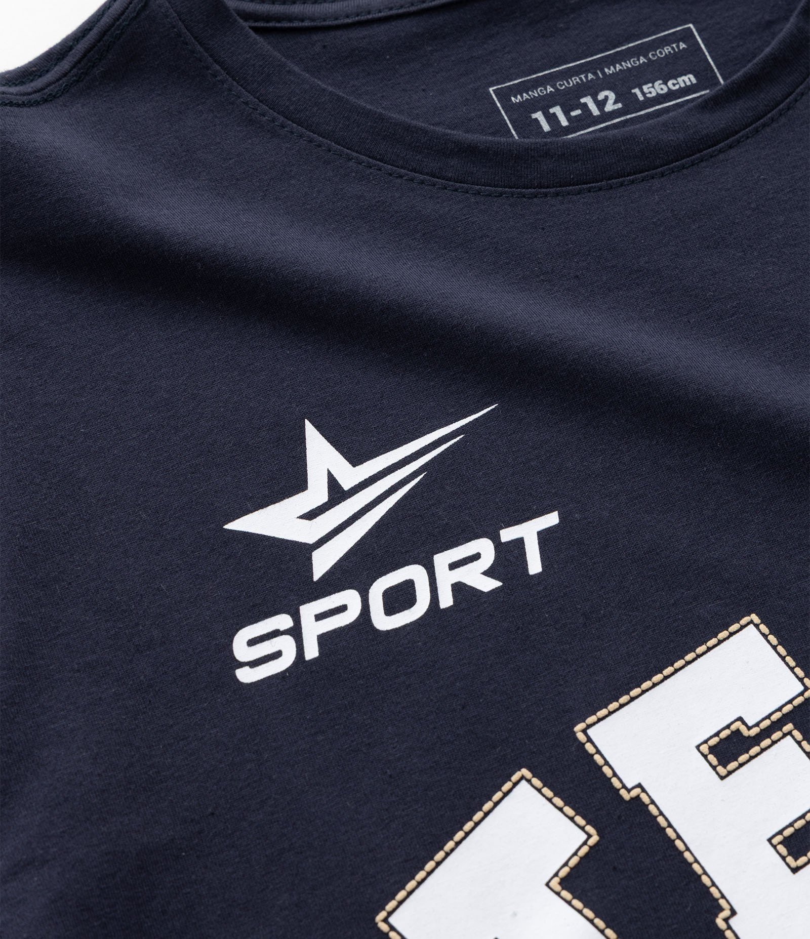 Kit 02 Camisetas Infantis com Lettering Team 86 - Tam 5 a 14 Anos Azul/Bege 6