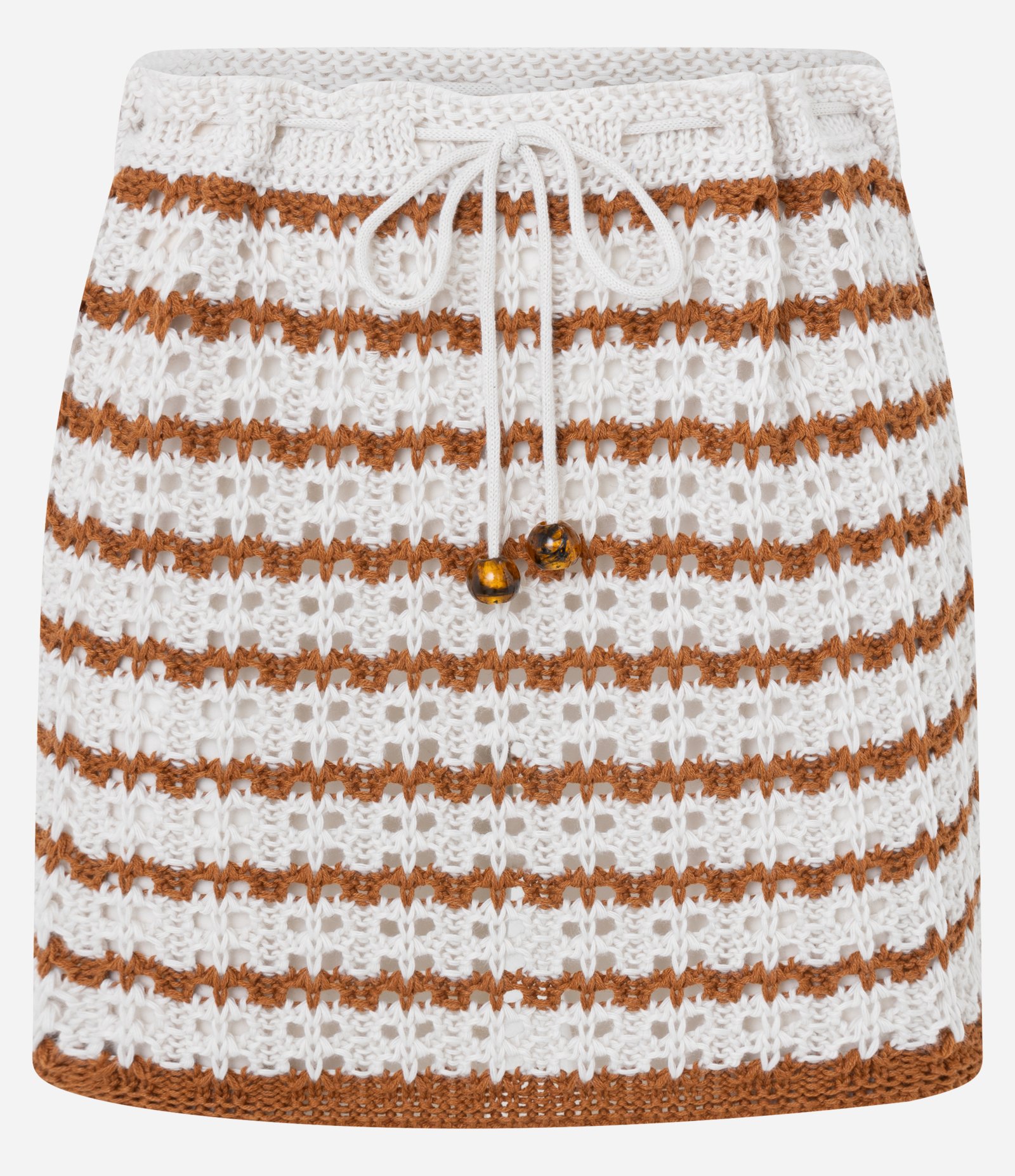 Saída de Praia Saia Crochê com Listras e Amarração Off White 4