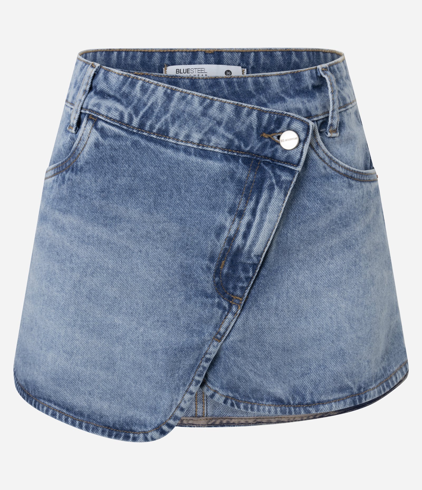 Mini Saia em Jeans com Cós Deslocado Azul 5