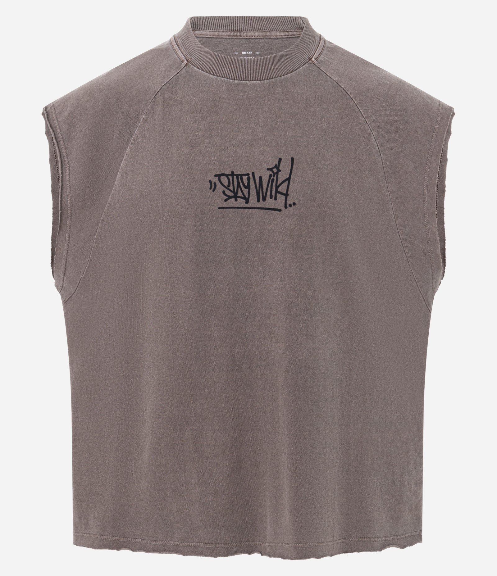 Regata Boxy em Algodão com Estampa Lettering e Efeito Estonado Marrom 5