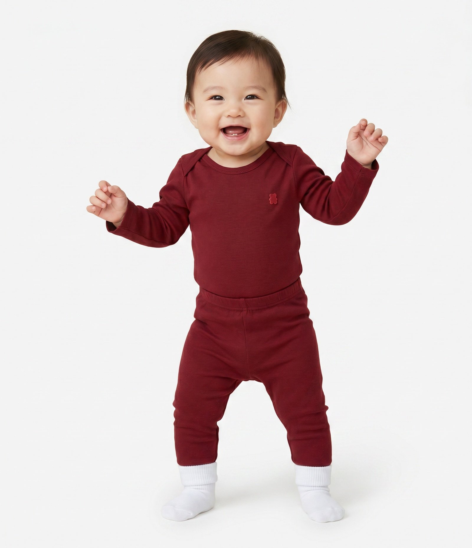 Conjunto Infantil Térmico com Body Manga Longa e Calça – Tam RN a 24 Meses Vinho 1