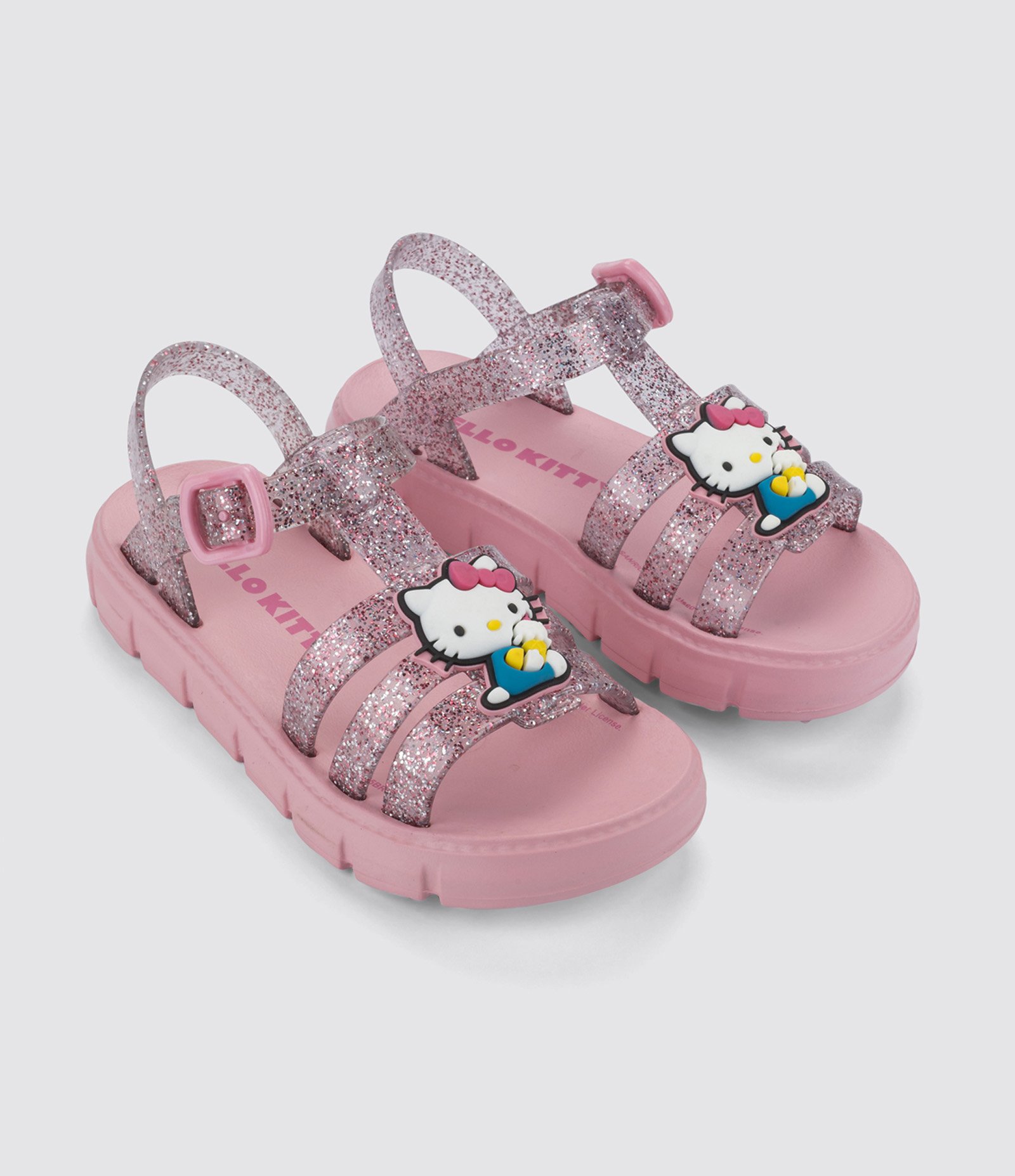 Sandália Infantil de Tiras com Patch Hello Kitty - Tam 25 ao 33 Rosa 1