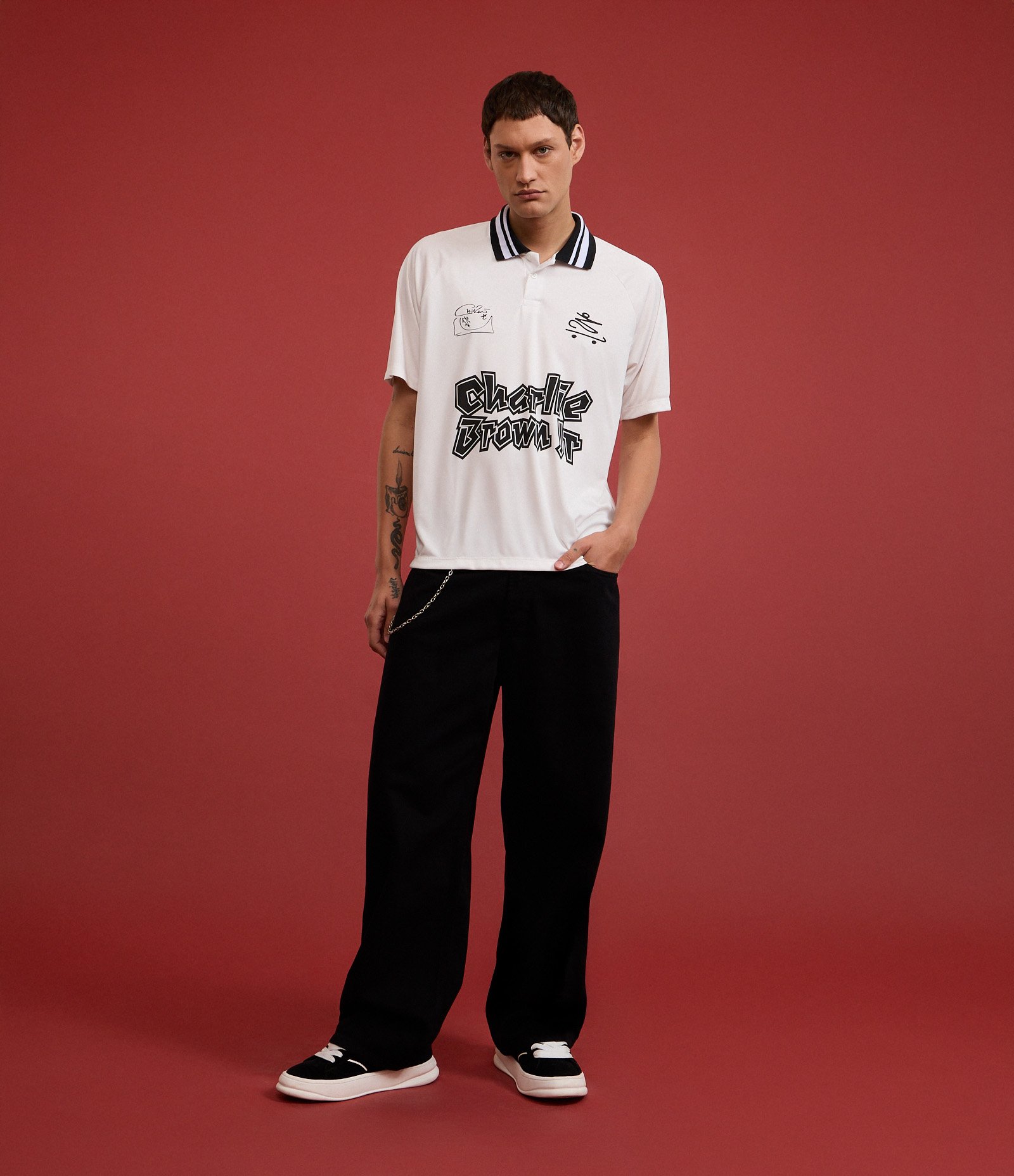 Camisa Polo Boxy com Estampa do Chalie Brown Jr Branco 2