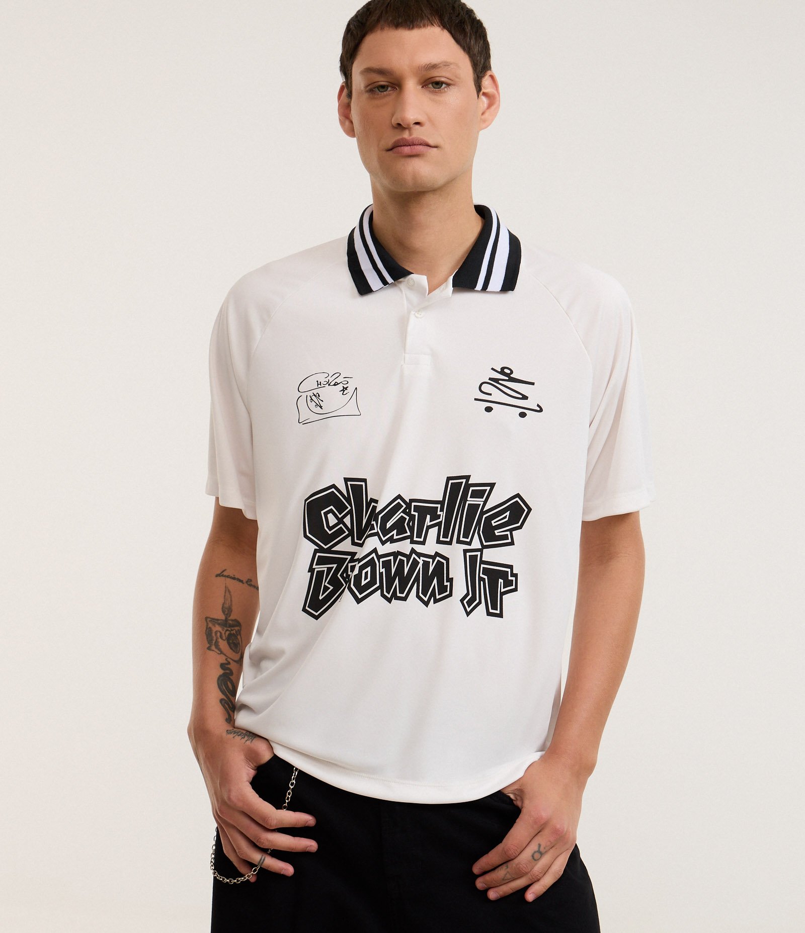 Camisa Polo Boxy com Estampa do Chalie Brown Jr Branco 7
