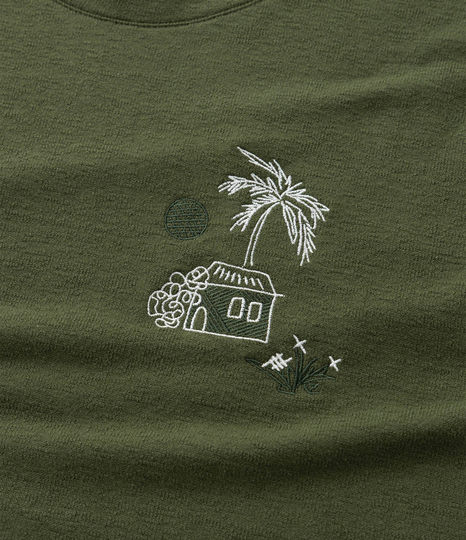 Camiseta Regular em algodão Texturizado com Estampa Tropical Verde 7
