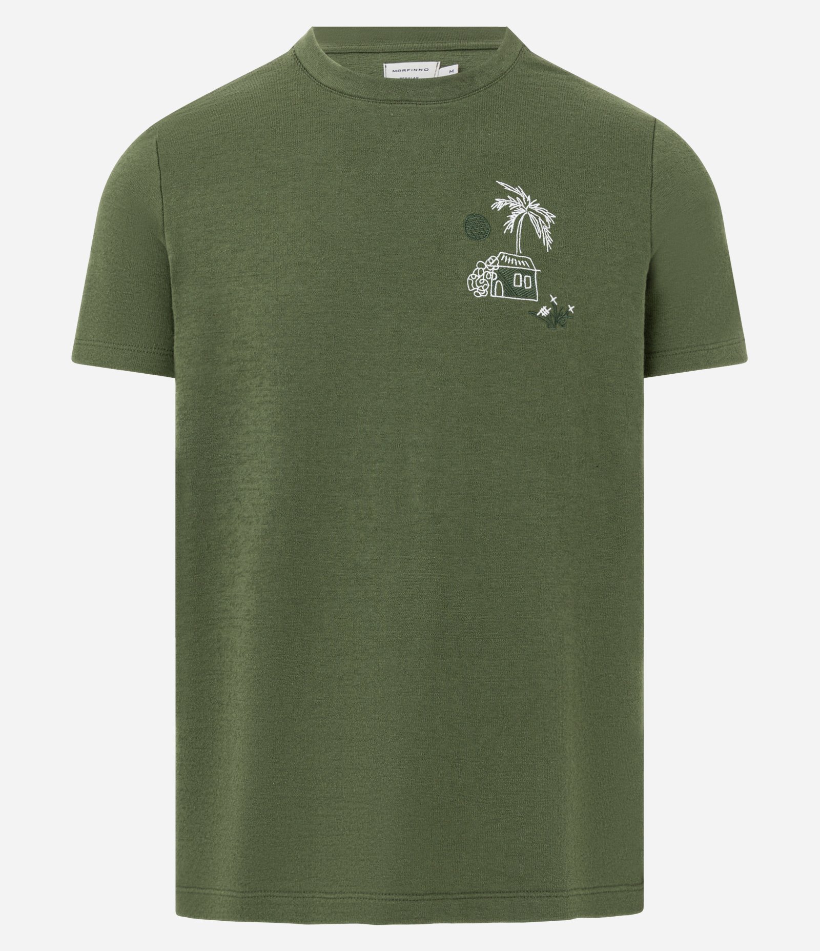 Camiseta Regular em algodão Texturizado com Estampa Tropical Verde 8