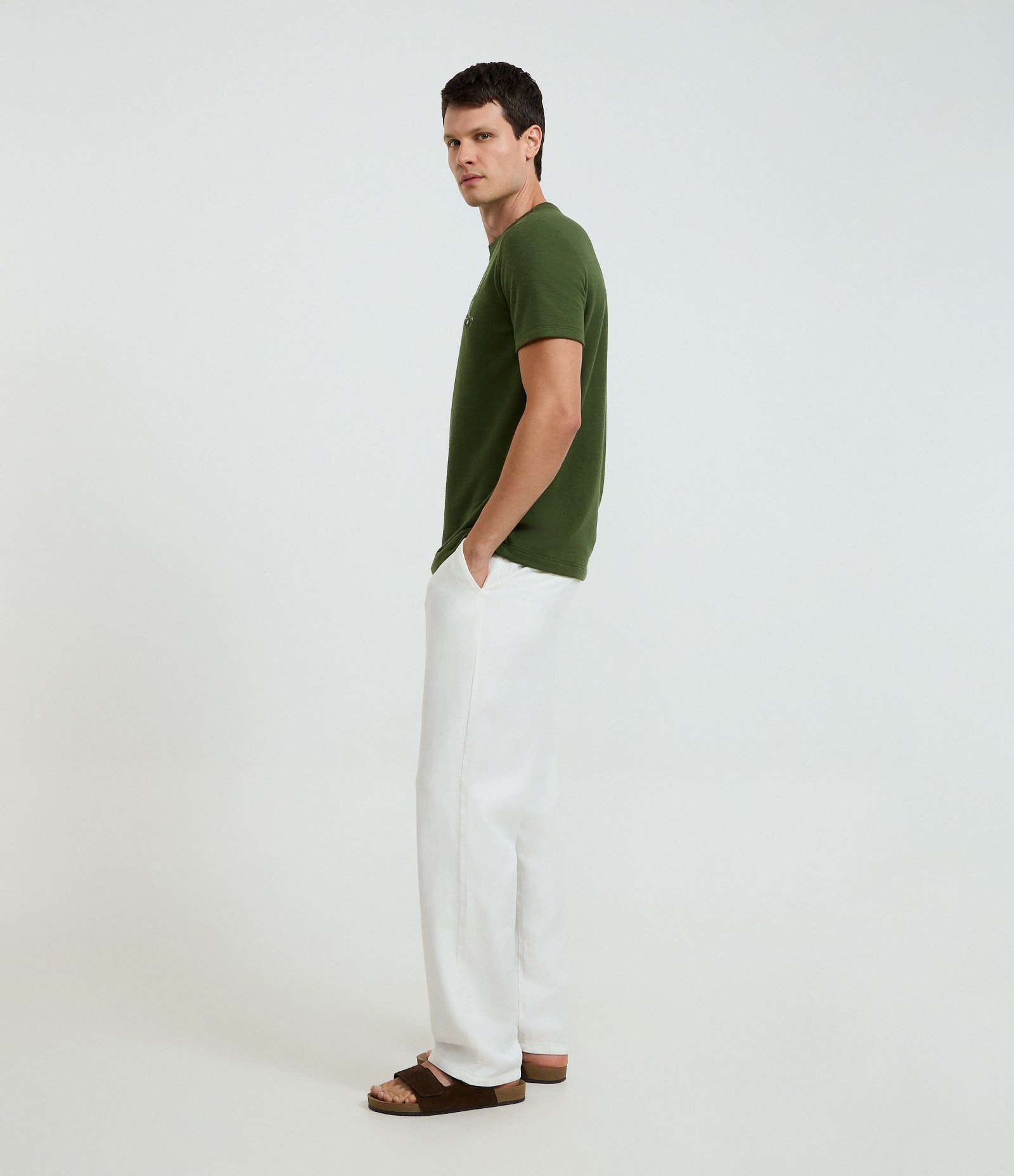 Camiseta Regular em algodão Texturizado com Estampa Tropical Verde 5