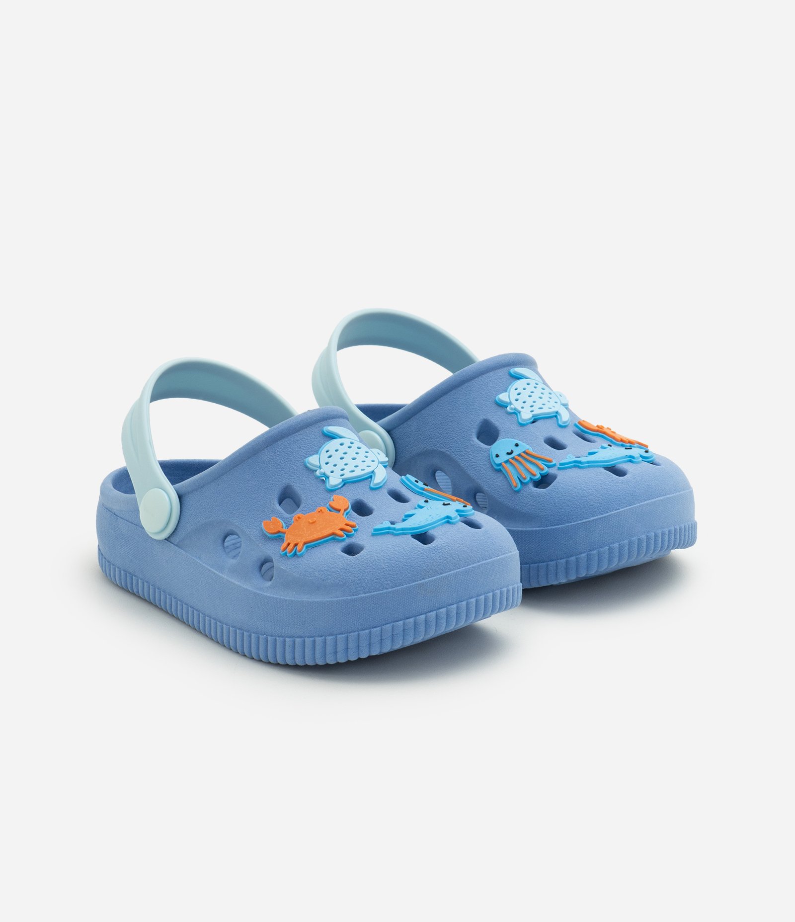 Babuche Infantil Com Patchs Fundo Do Mar - Tam 20 ao 33 Azul 1