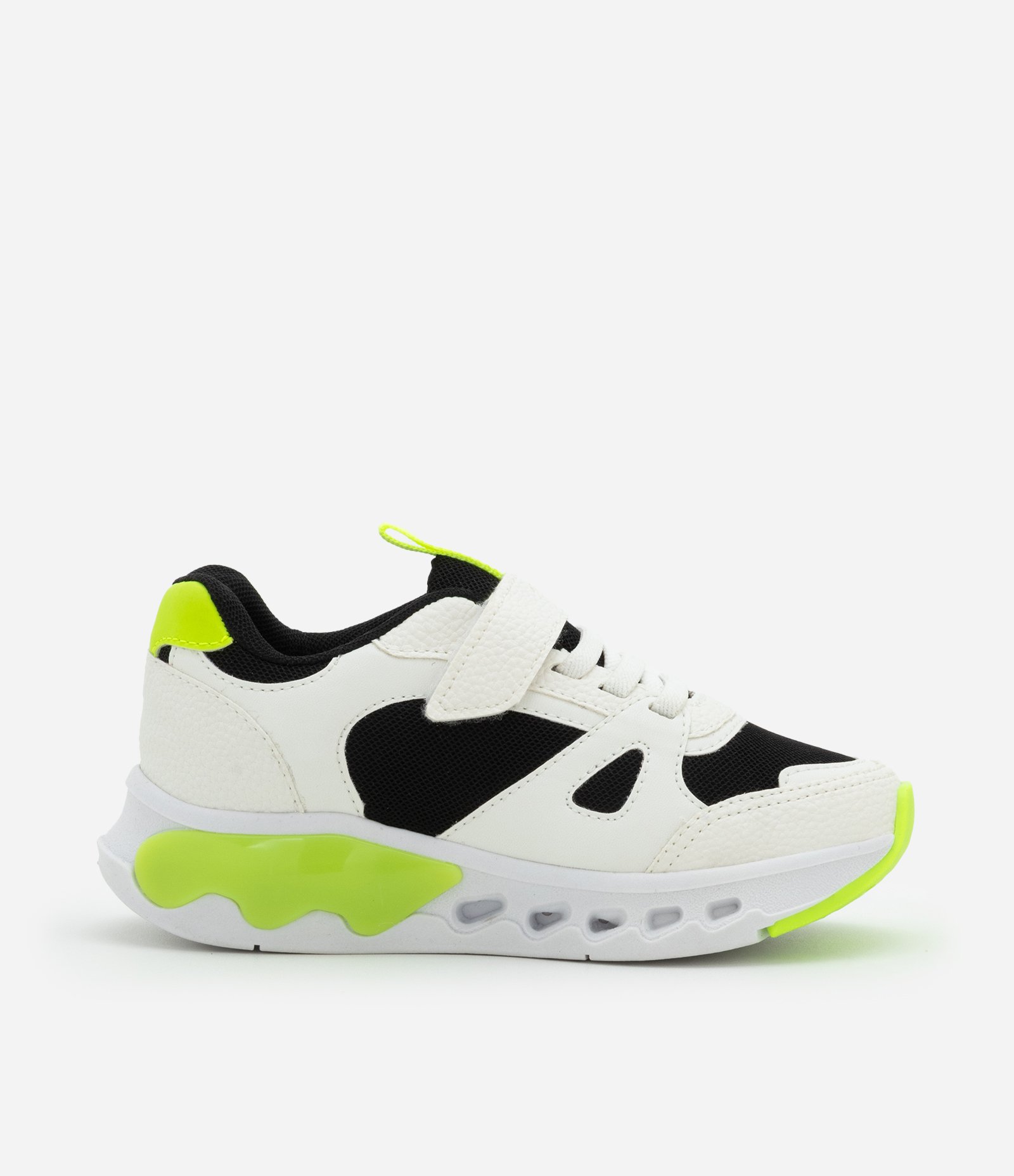 Tênis Infantil Esportivo em PU com Sola Led - Tam 28 ao 34 Off White/Verde 5