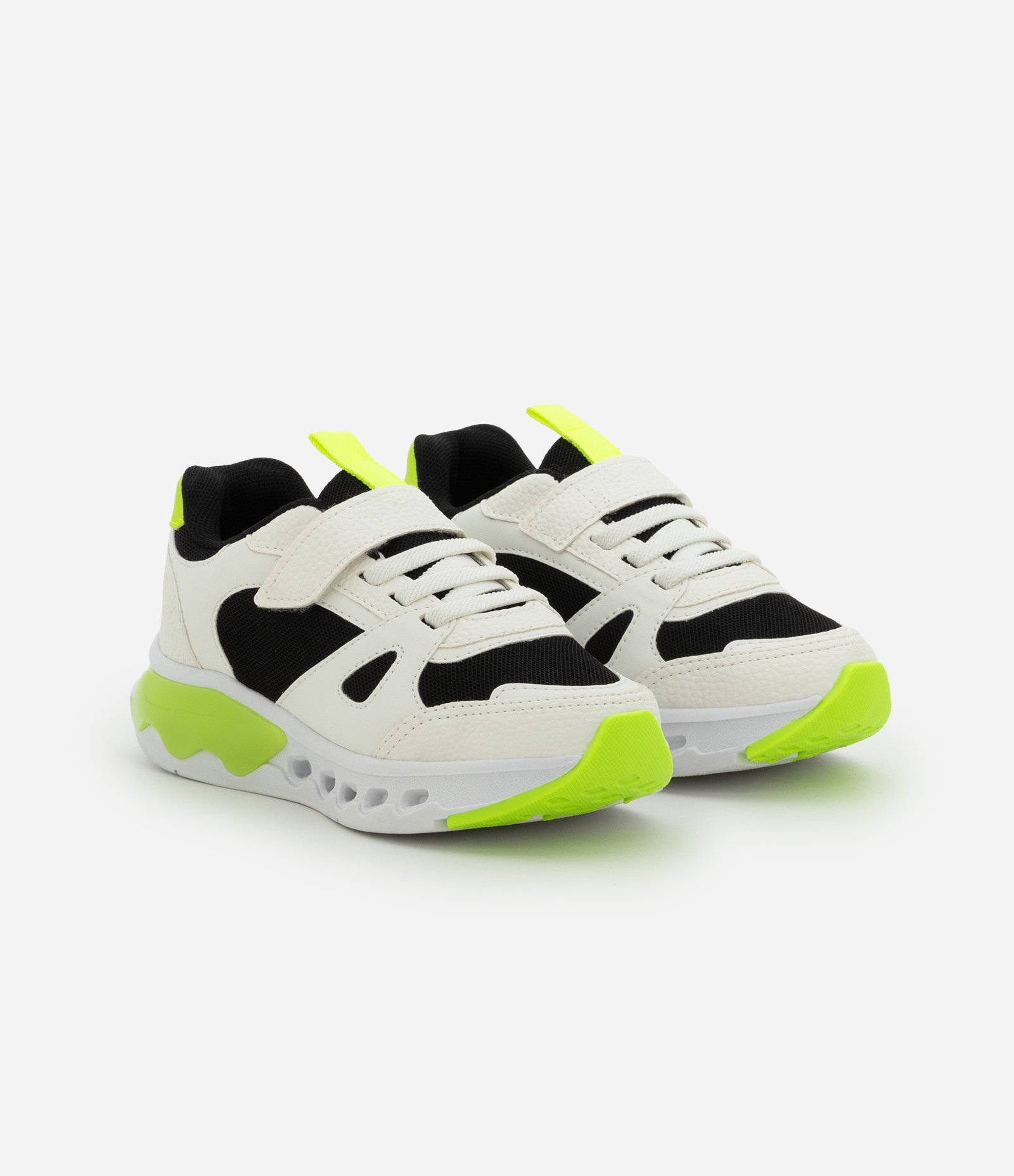 Tênis Infantil Esportivo em PU com Sola Led - Tam 28 ao 34 Off White/Verde 7