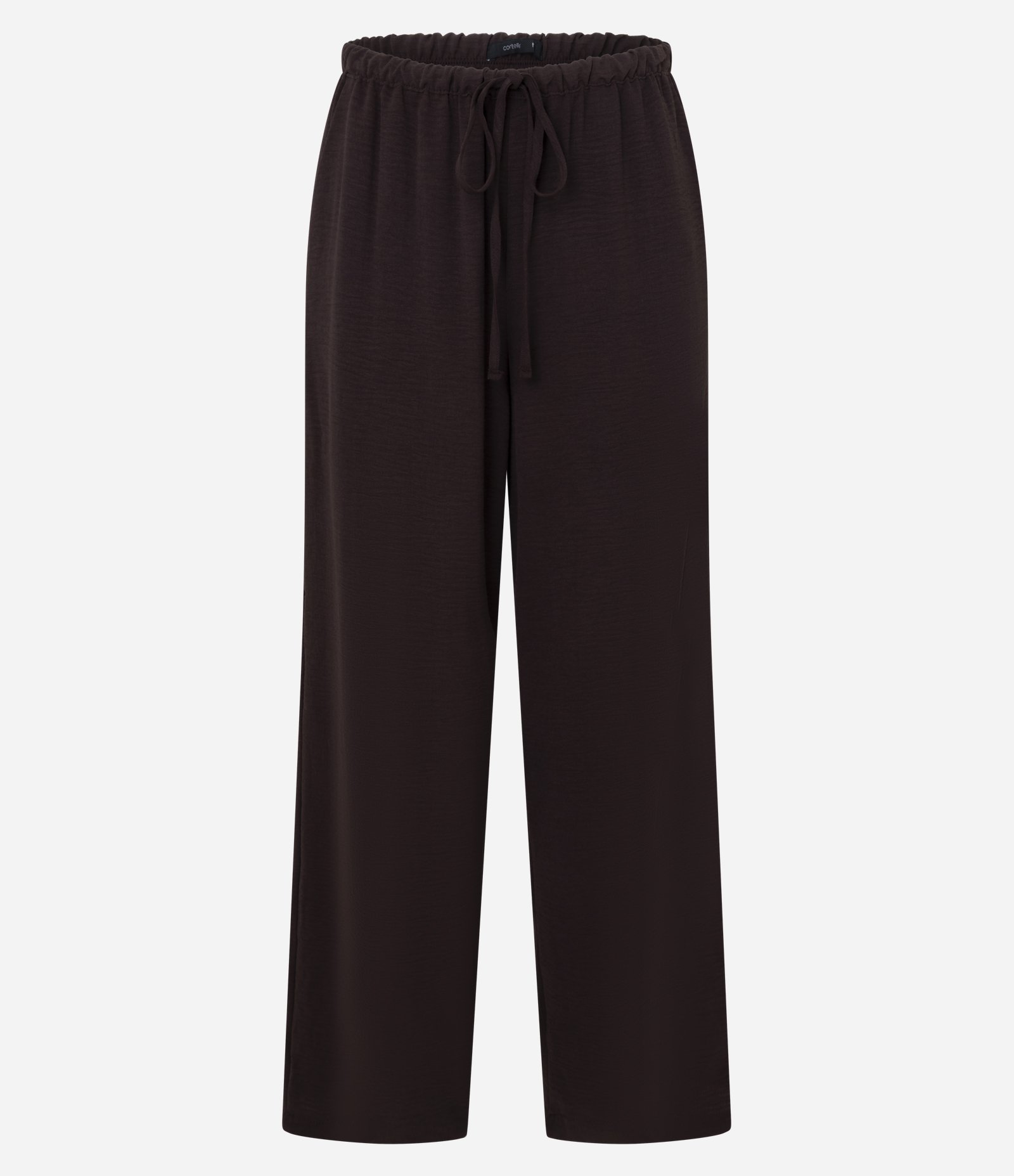 Calça Reta Cintura Alta em Airflow com Amarração no Cós Marrom 1