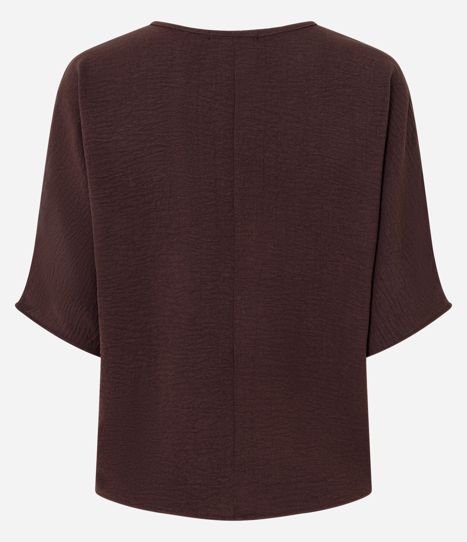 Blusa em Airflow com Decote V e Mangas Amplas Marrom 3