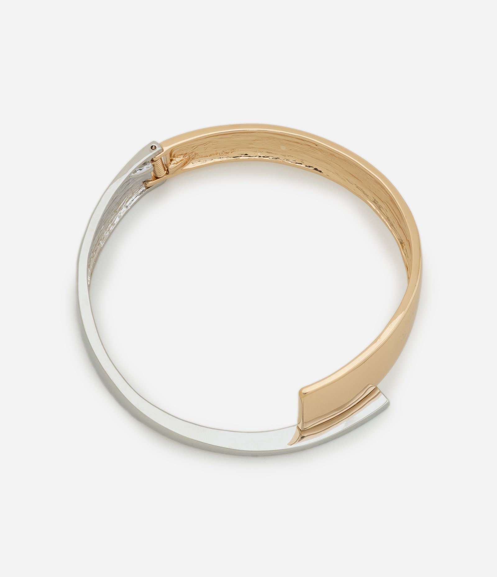 Colar Choker Rígido com Mola Bicolor Dourado/Prata 1