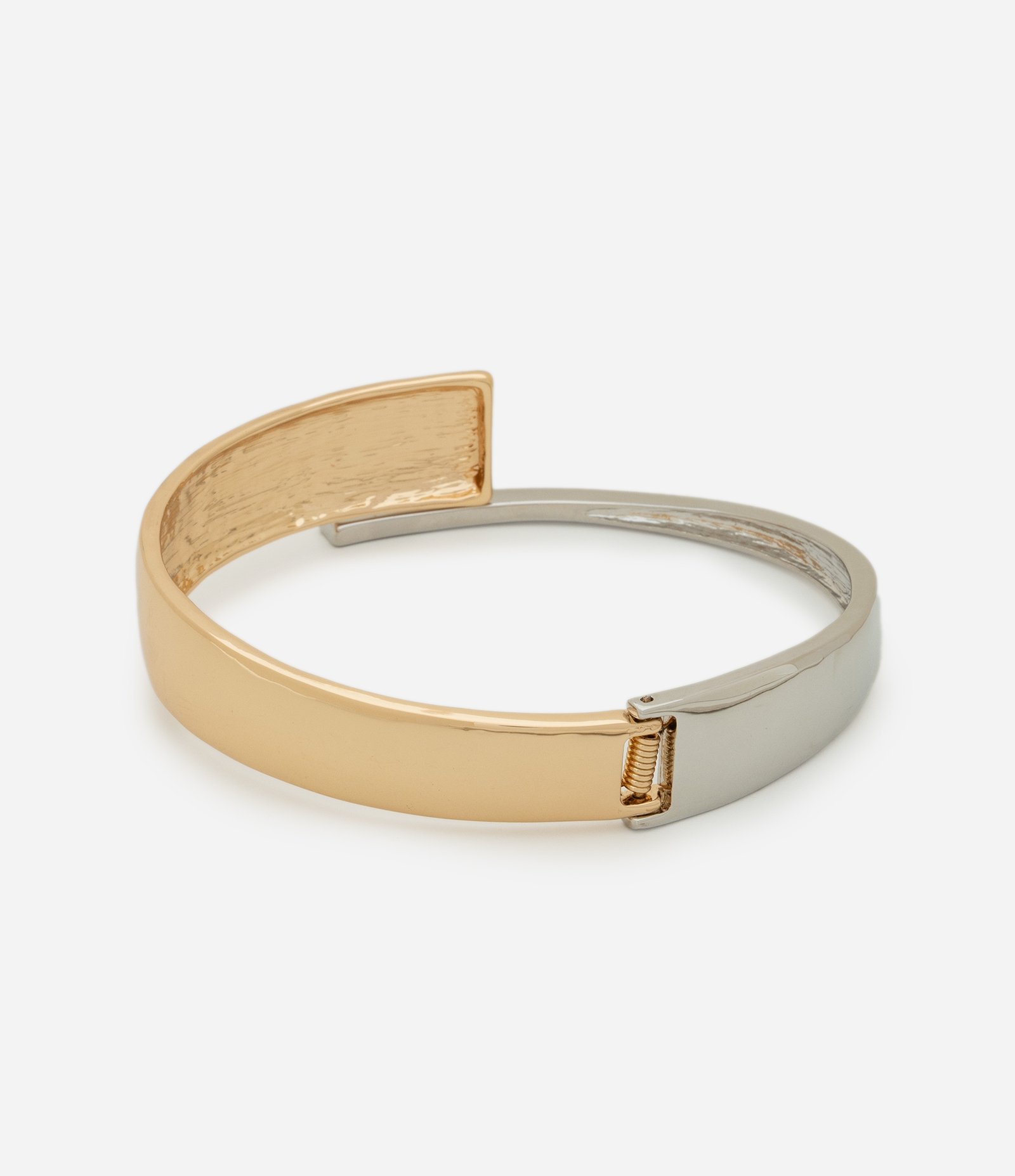 Colar Choker Rígido com Mola Bicolor Dourado/Prata 2