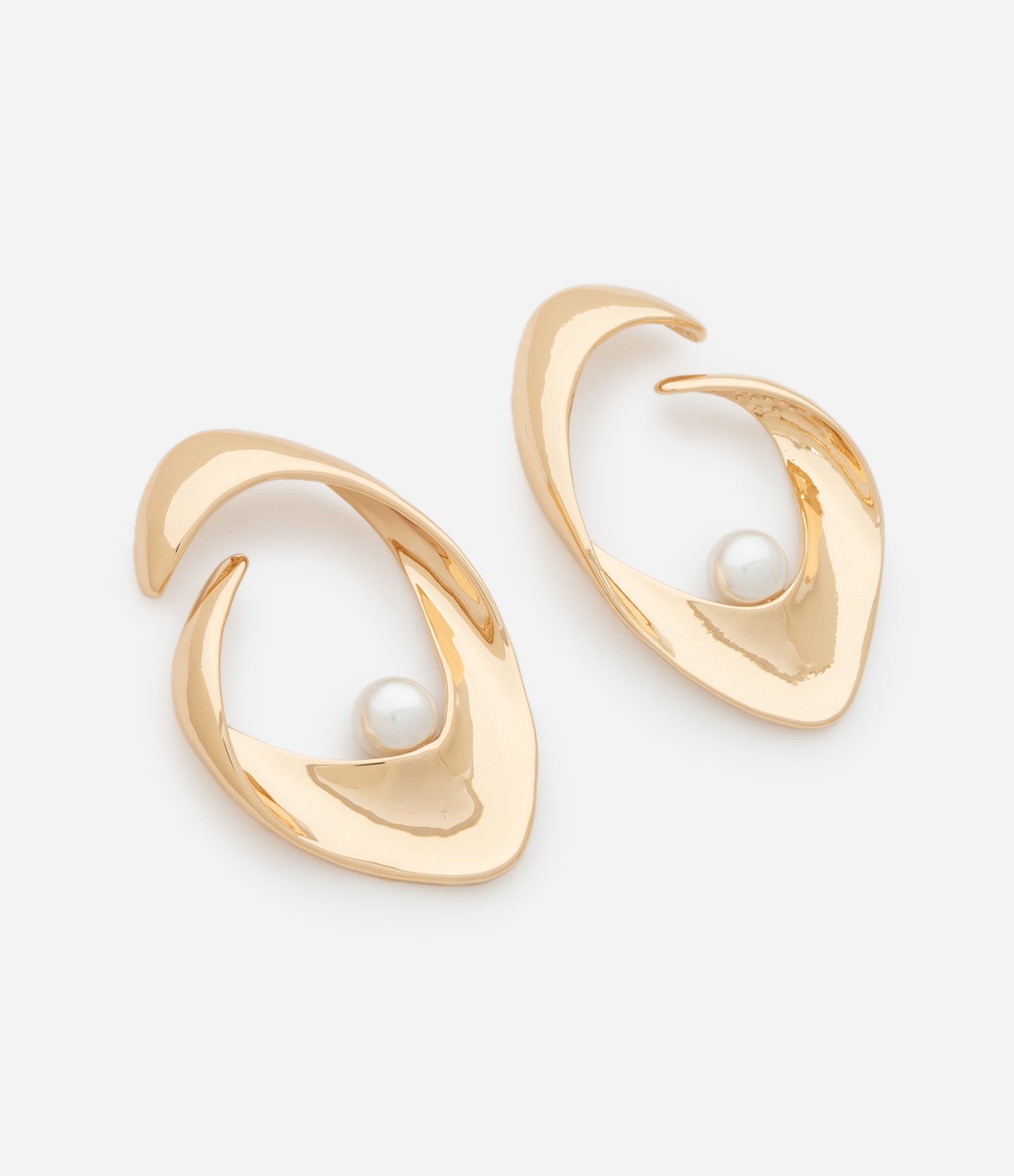 Brinco Médio Argola Frontal com Pérola Artificial Dourado 1