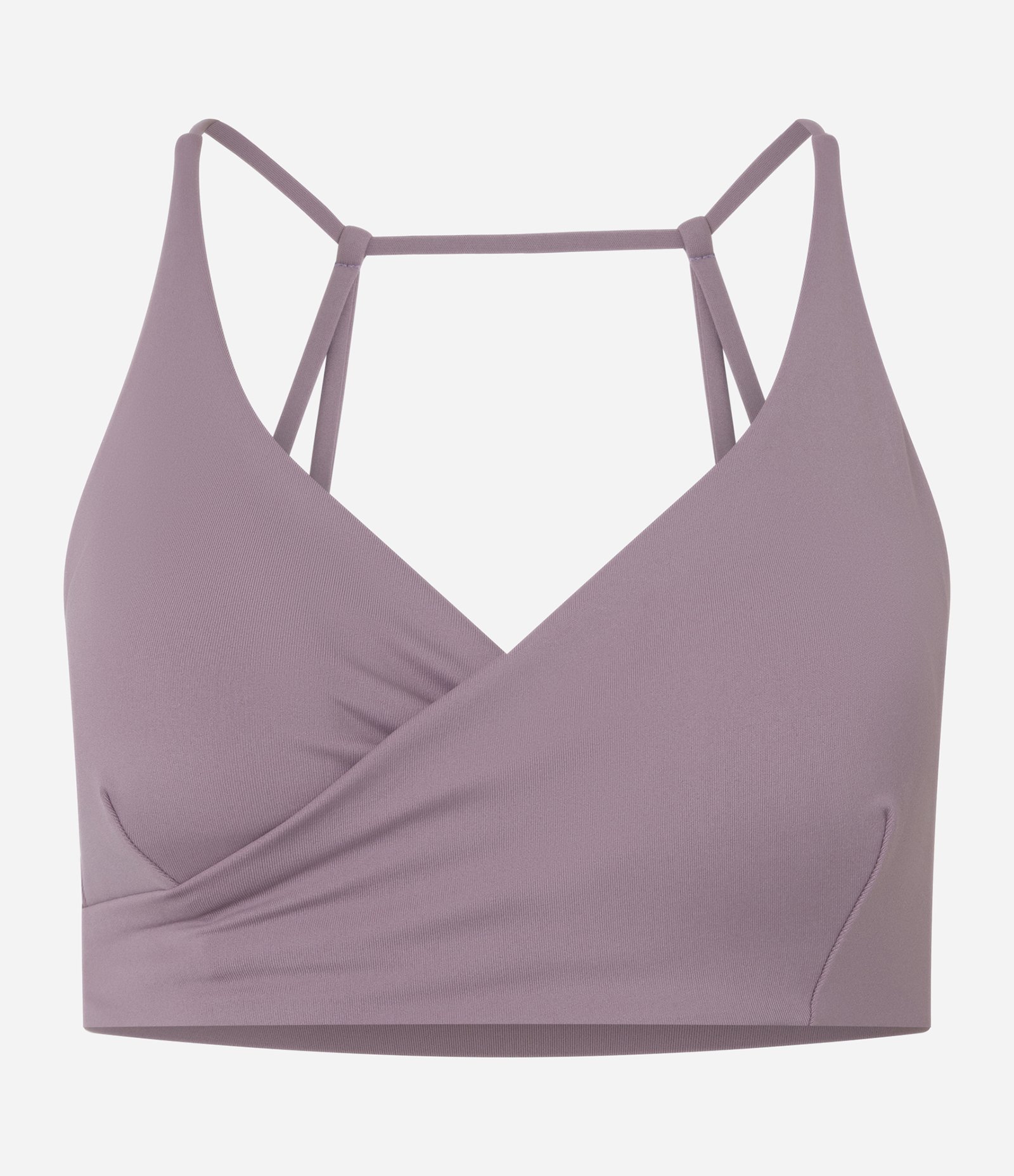 Top Esportivo Transpassado em Microfibra com Bojo e Viés Duplos nas Costas Lilás 1