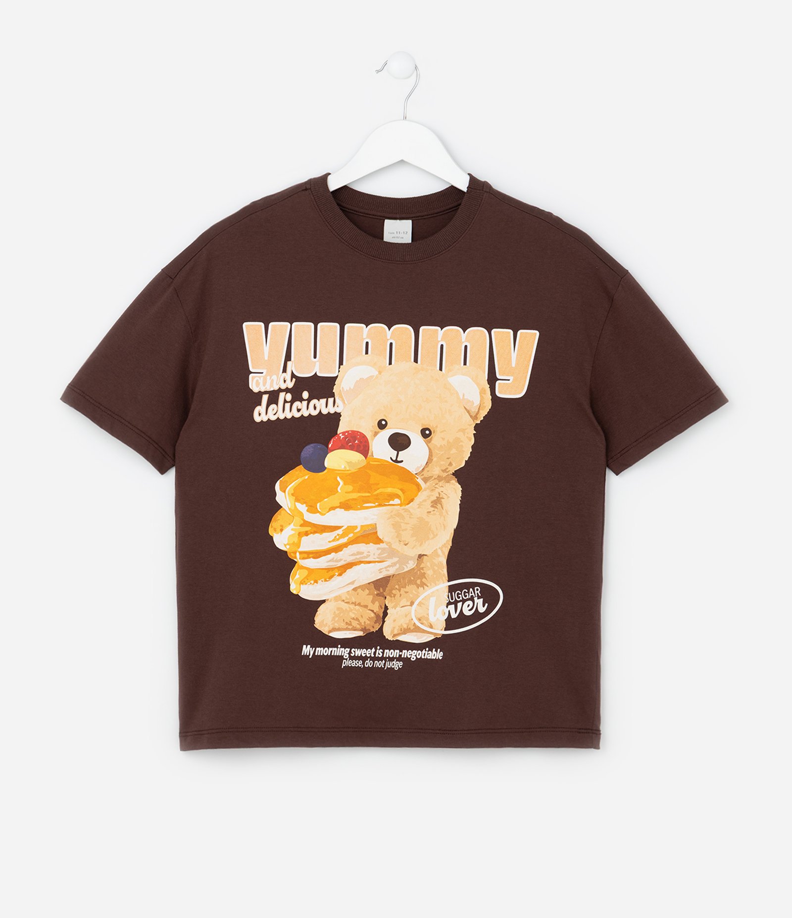Camiseta Infantil Over com Estampa de Urso - Tam 7 a 14 Anos Marrom 1