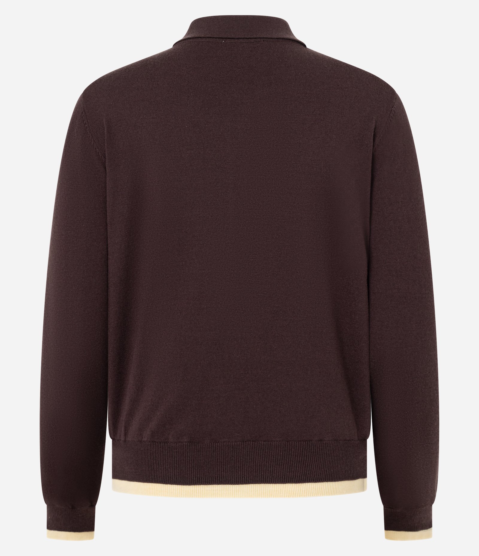 Blusa em Tricô com Gola Polo e Detalhes Contrastantes Marrom 2