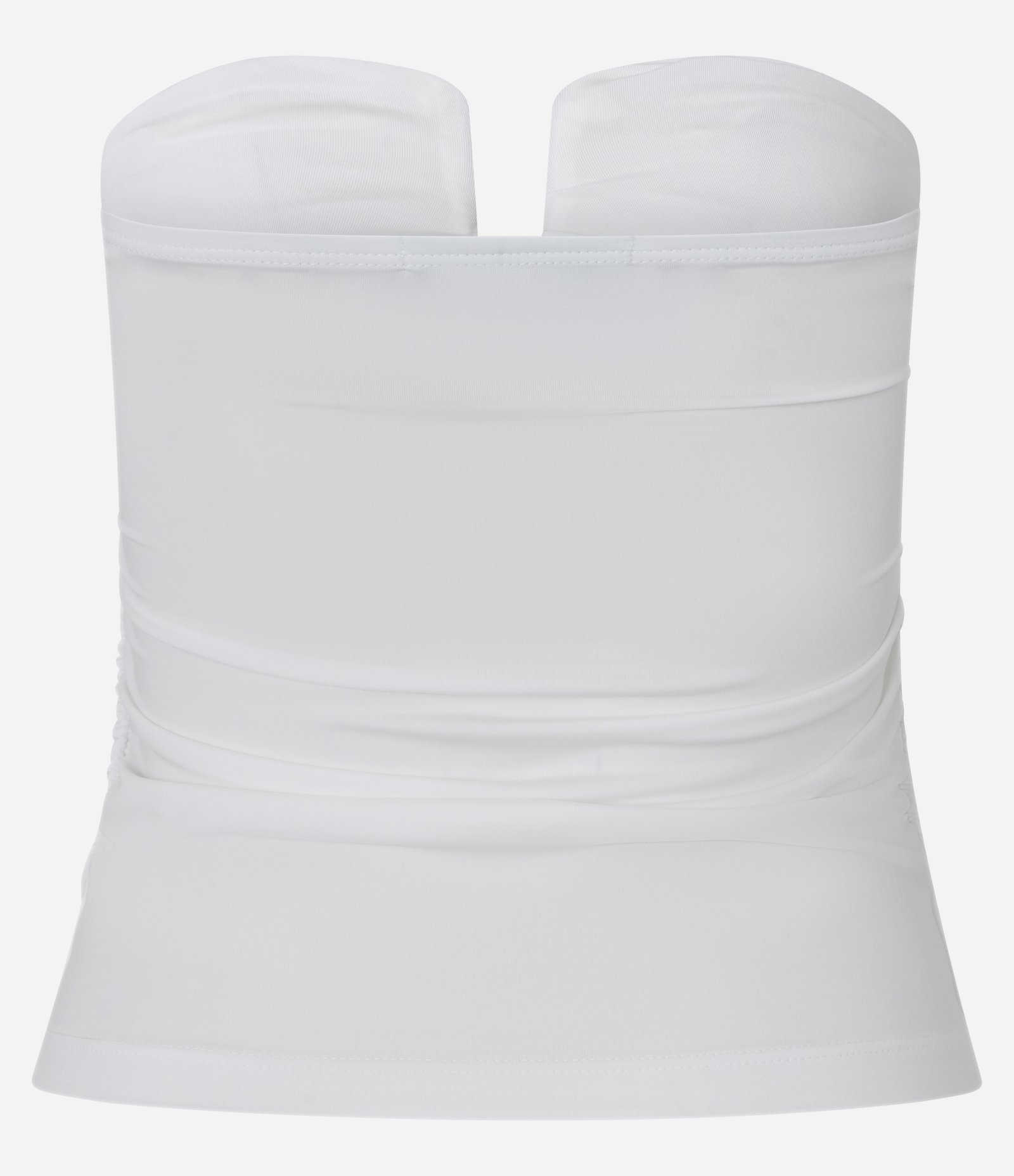 Blusa em Jesery com Franzidos e Aviamento no Busto Branco 6