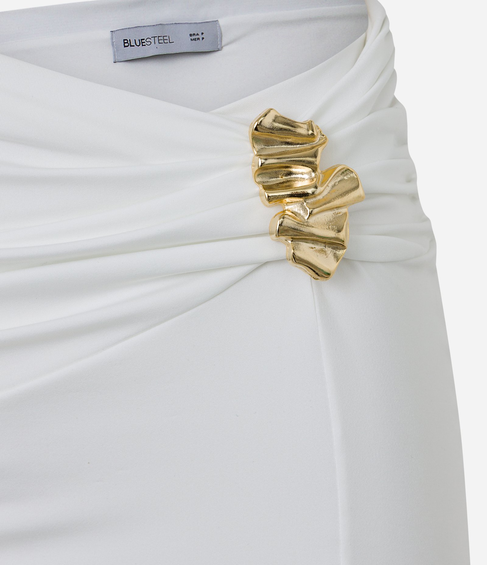 Saia New Midi com Aviamento Frontal e Fenda Branco 9