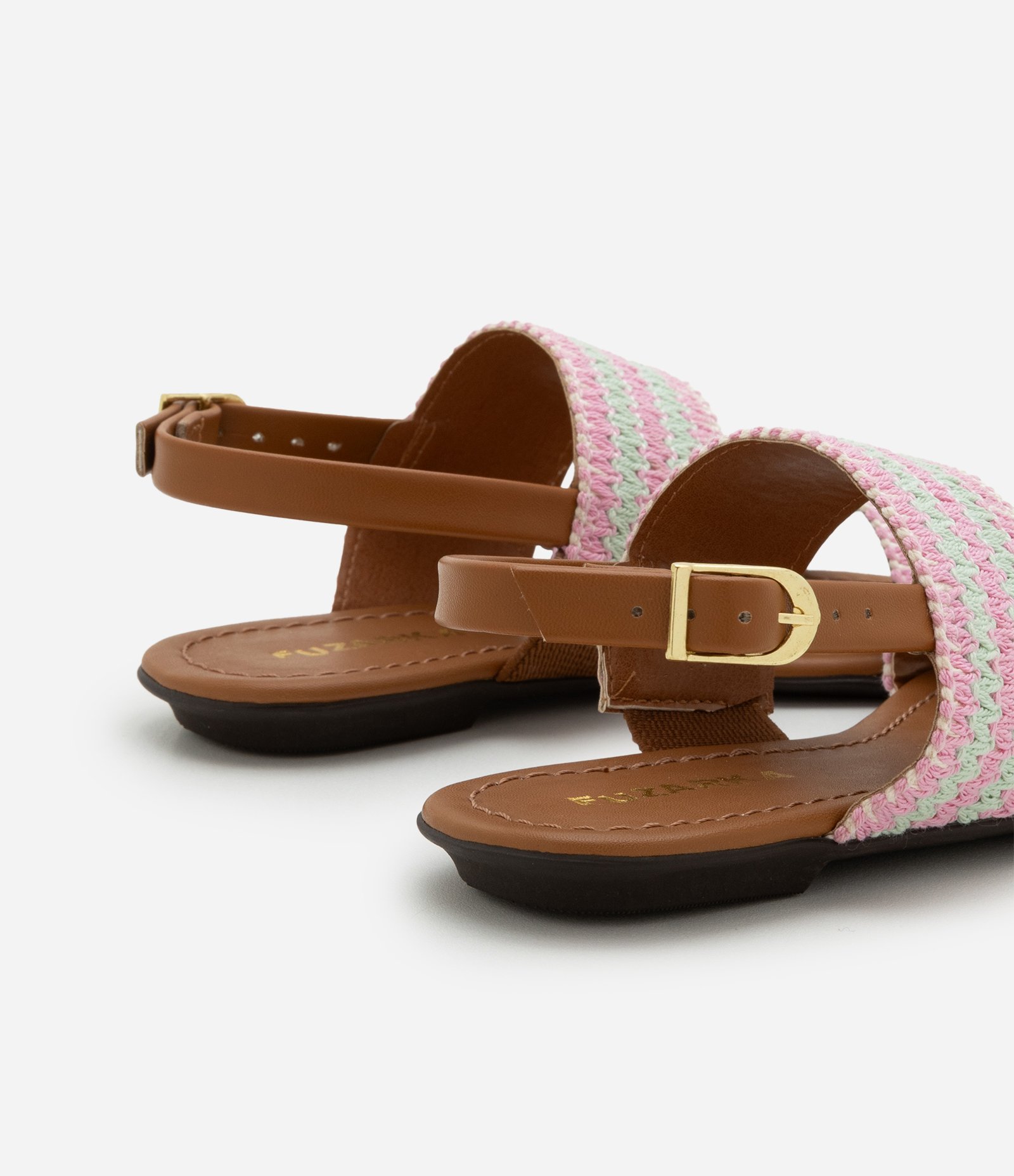 Sandália Infantil Rasteira com Estampa em Crochê - Tam 26 ao 34 Rosa 2