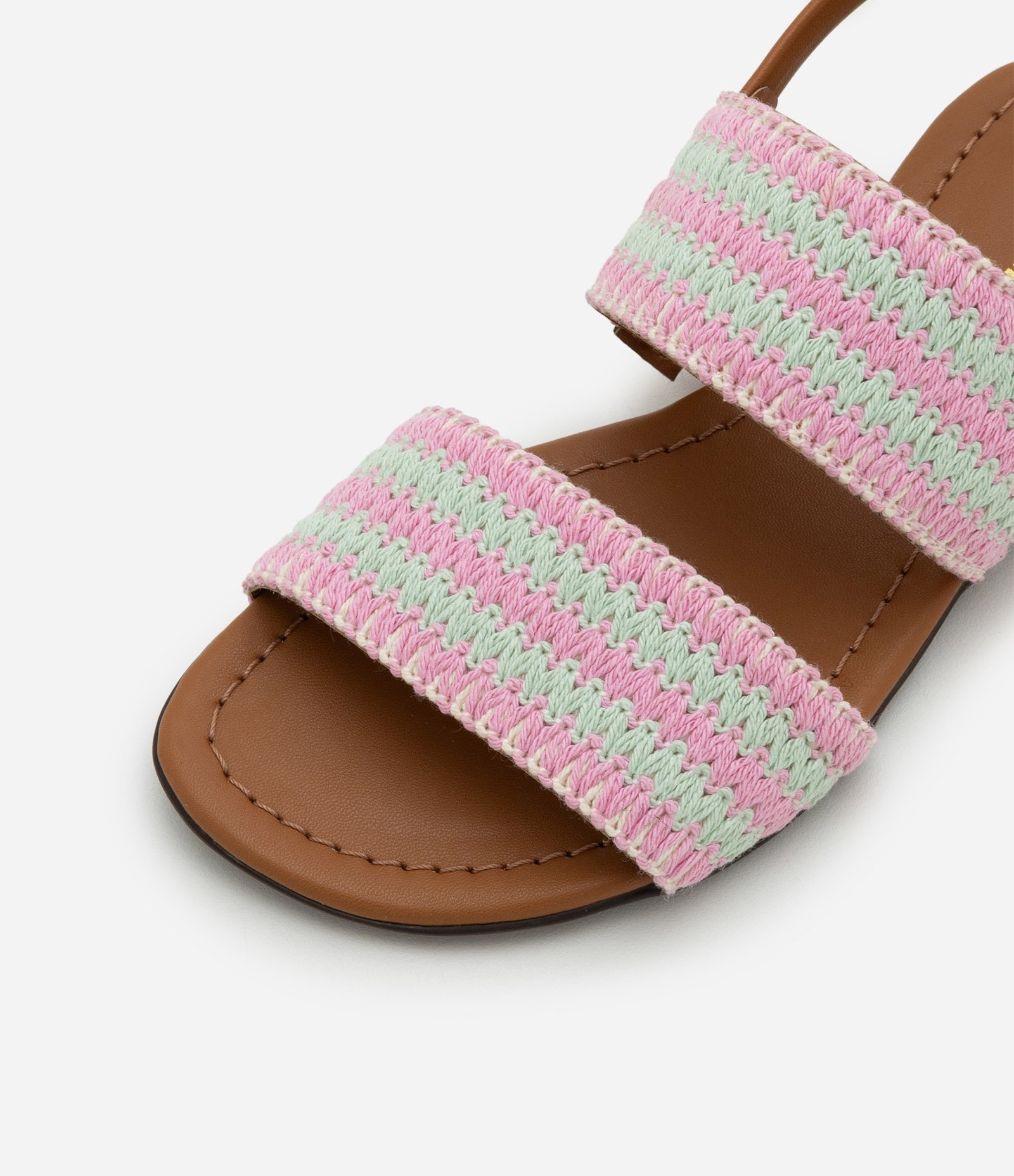 Sandália Infantil Rasteira com Estampa em Crochê - Tam 26 ao 34 Rosa 4