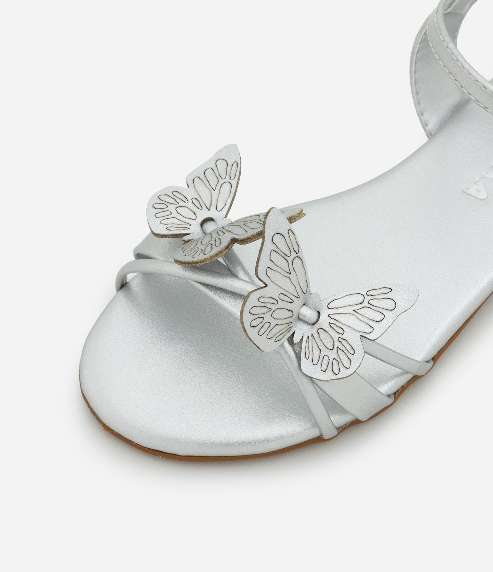 Sandália Infantil Rasteira com Borboletas - Tam 25 ao 33 Prata 6