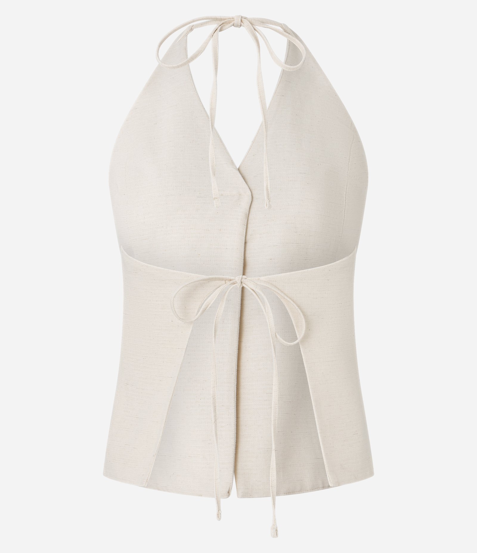 Blusa Frente Única em Algodão com Linho e Búzio de Metal Off White 9