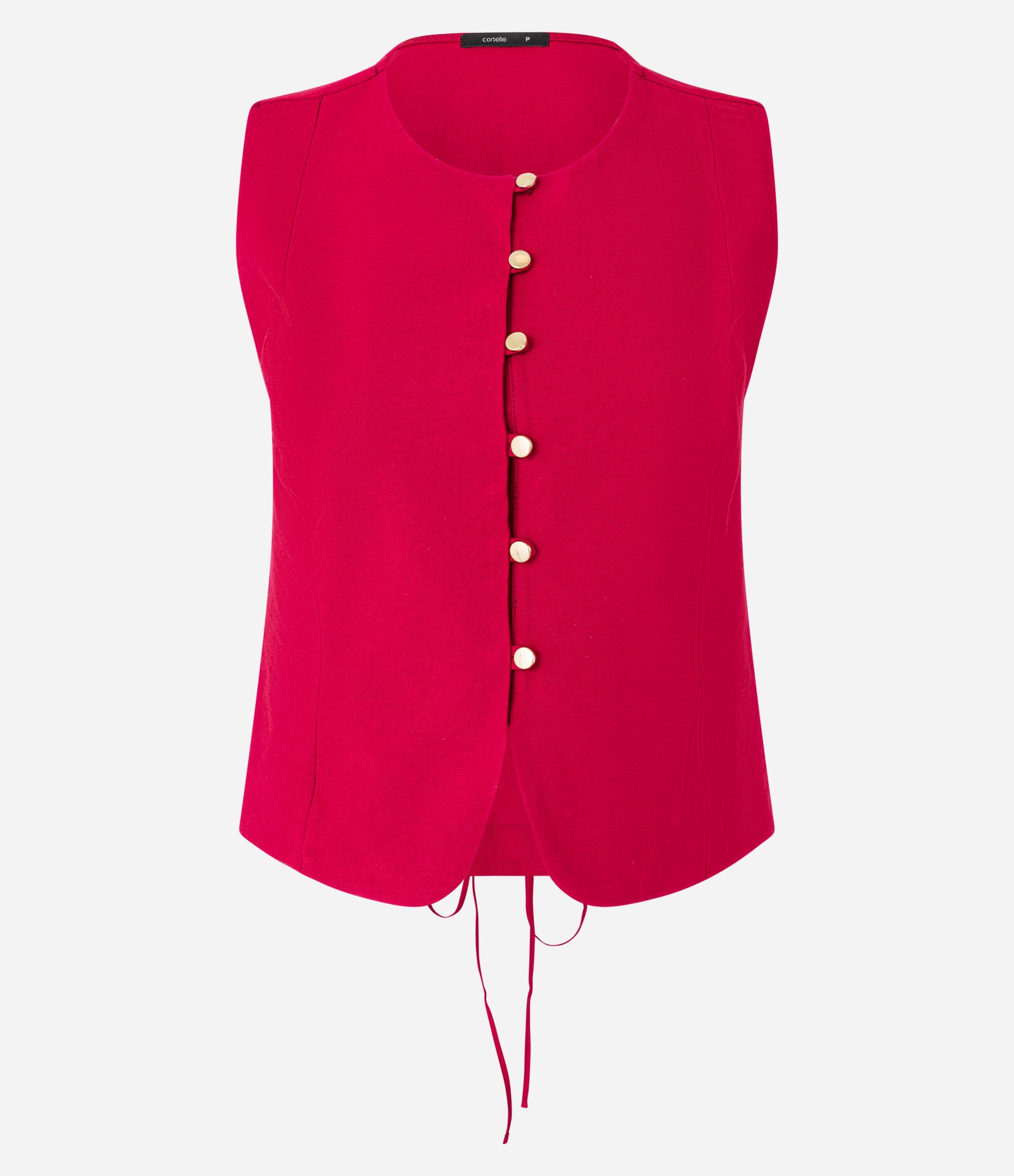 Colete Alfaiatado em Viscose com Botões e Amarração Vermelho 6