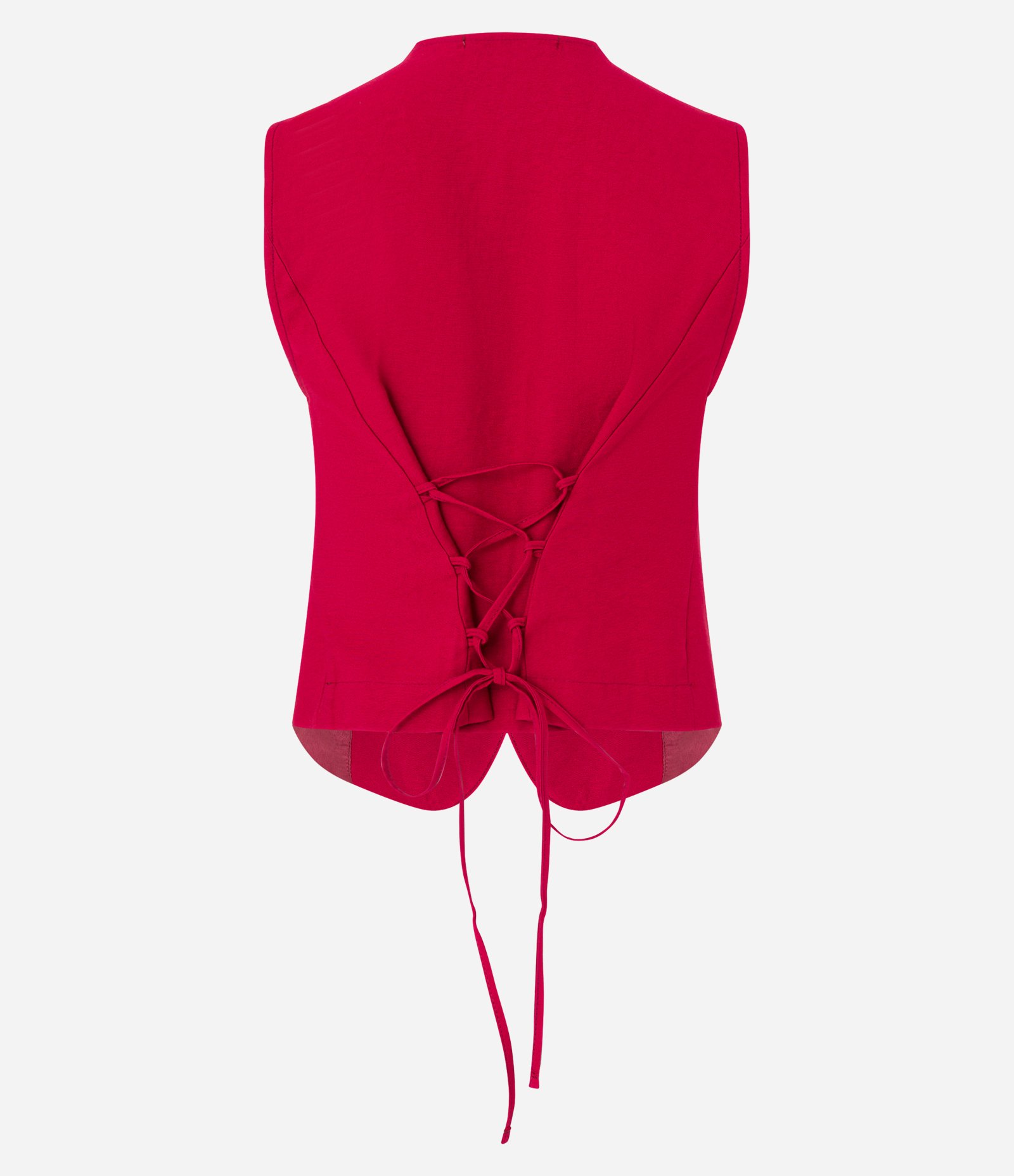 Colete Alfaiatado em Viscose com Botões e Amarração Vermelho 7
