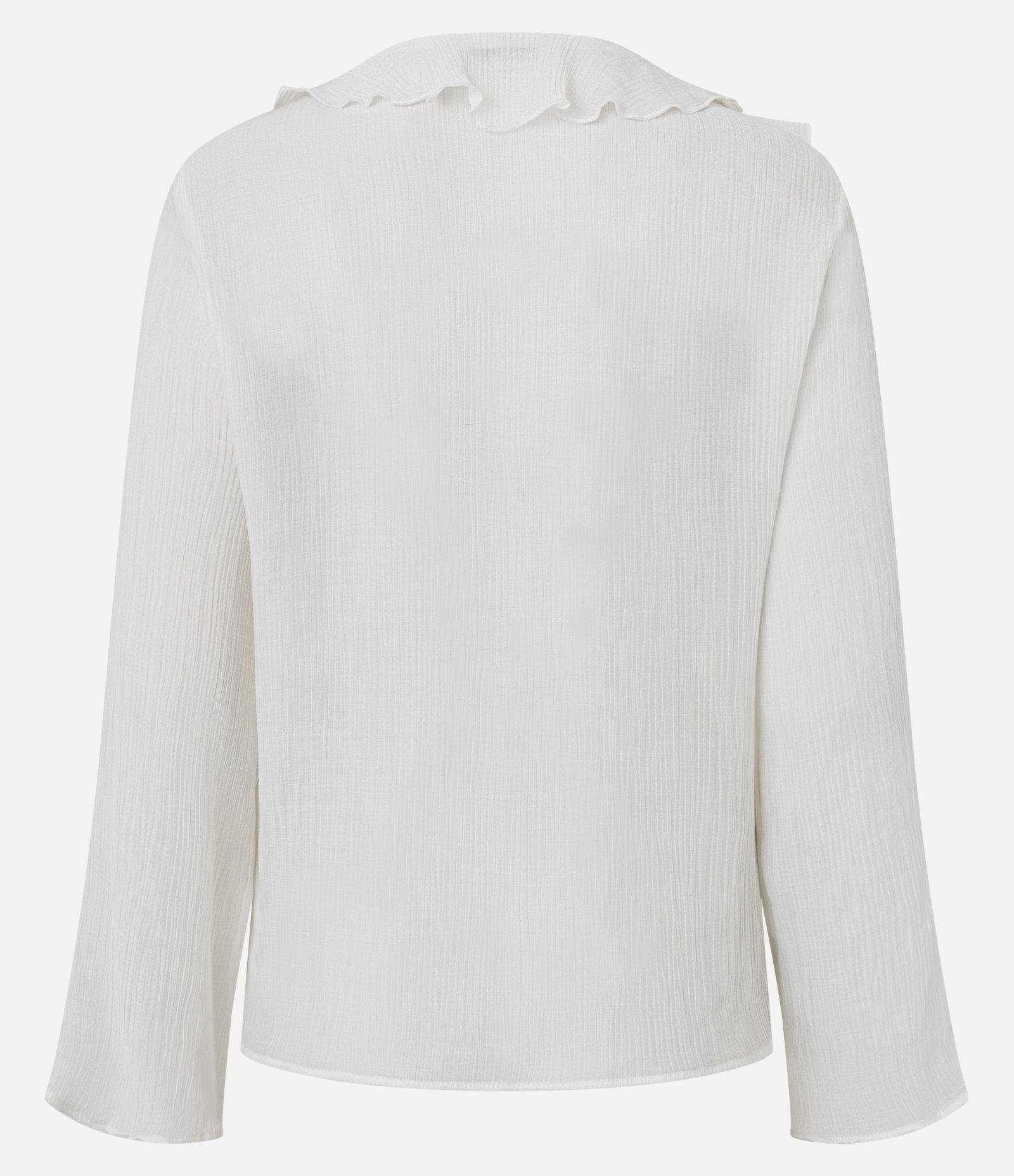 Blusa Texturizada em Viscose com Babado de Decote Branco 7