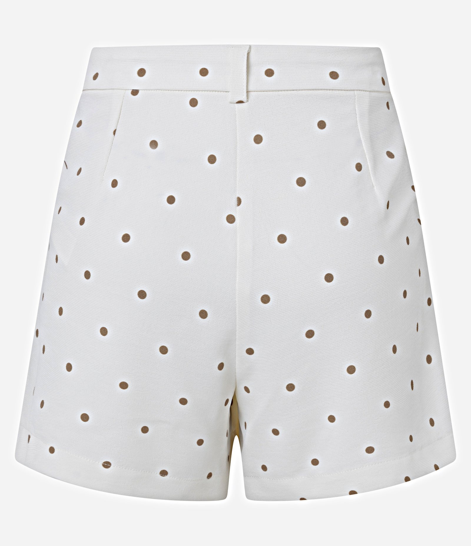 Bermuda Reta Alfaiatada em Piquet com Estampa Poá Off White 7
