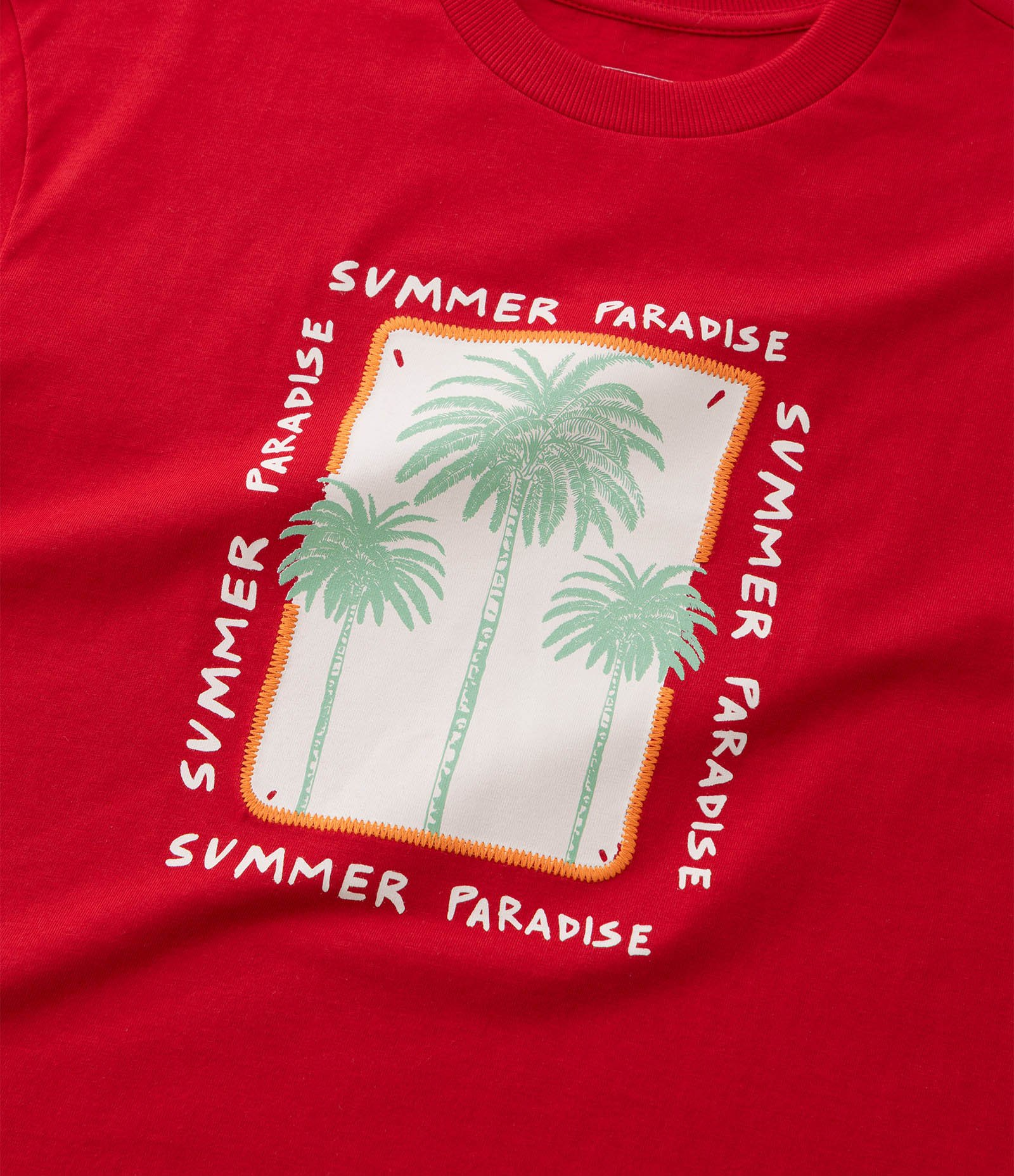 Camiseta Infantil Regular com Estampa de Coqueiros - Tam 5 a 14 Anos Vermelho 5