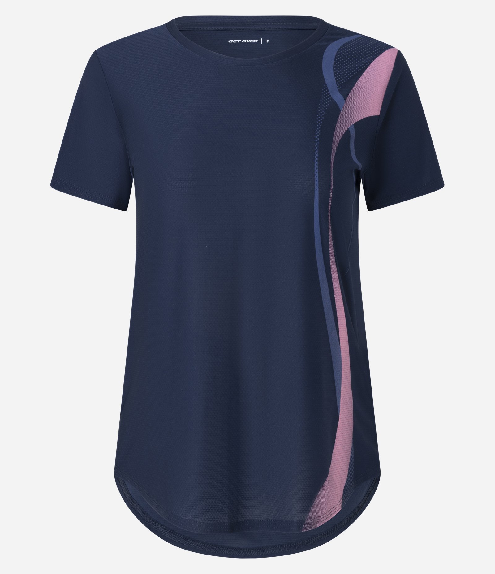 Camiseta Esportiva em Microfibra com Estampa de Ondas Azull Marinho 3