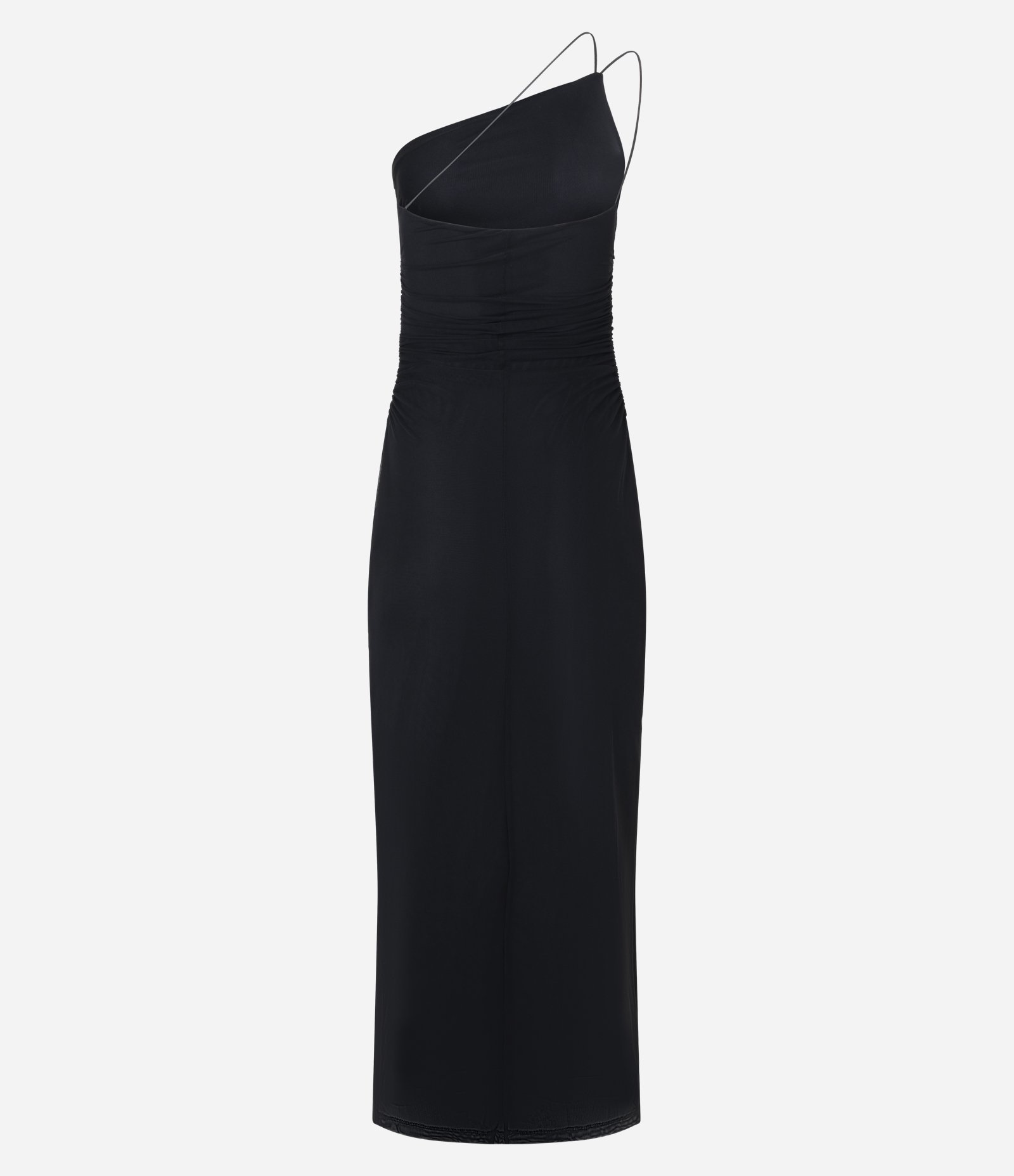 Vestido New Midi em Tule com Ombro Único e Alça Fina Dupla Preto 6