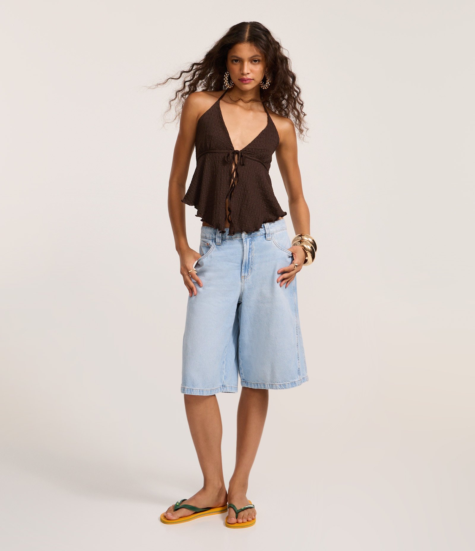 Bermuda Jorts em Jeans com Bolsos Claro 1