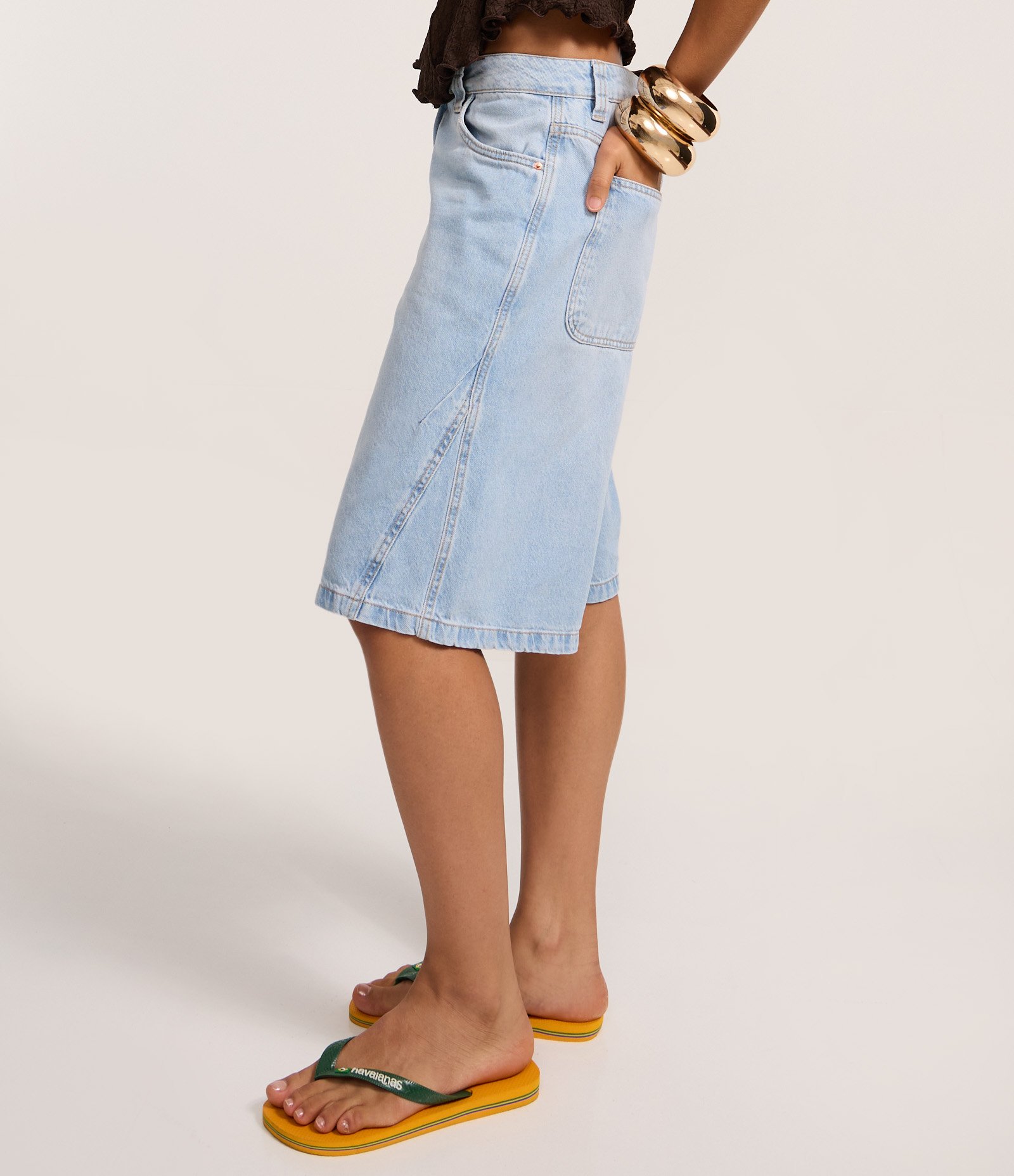 Bermuda Jorts em Jeans com Bolsos Claro 3