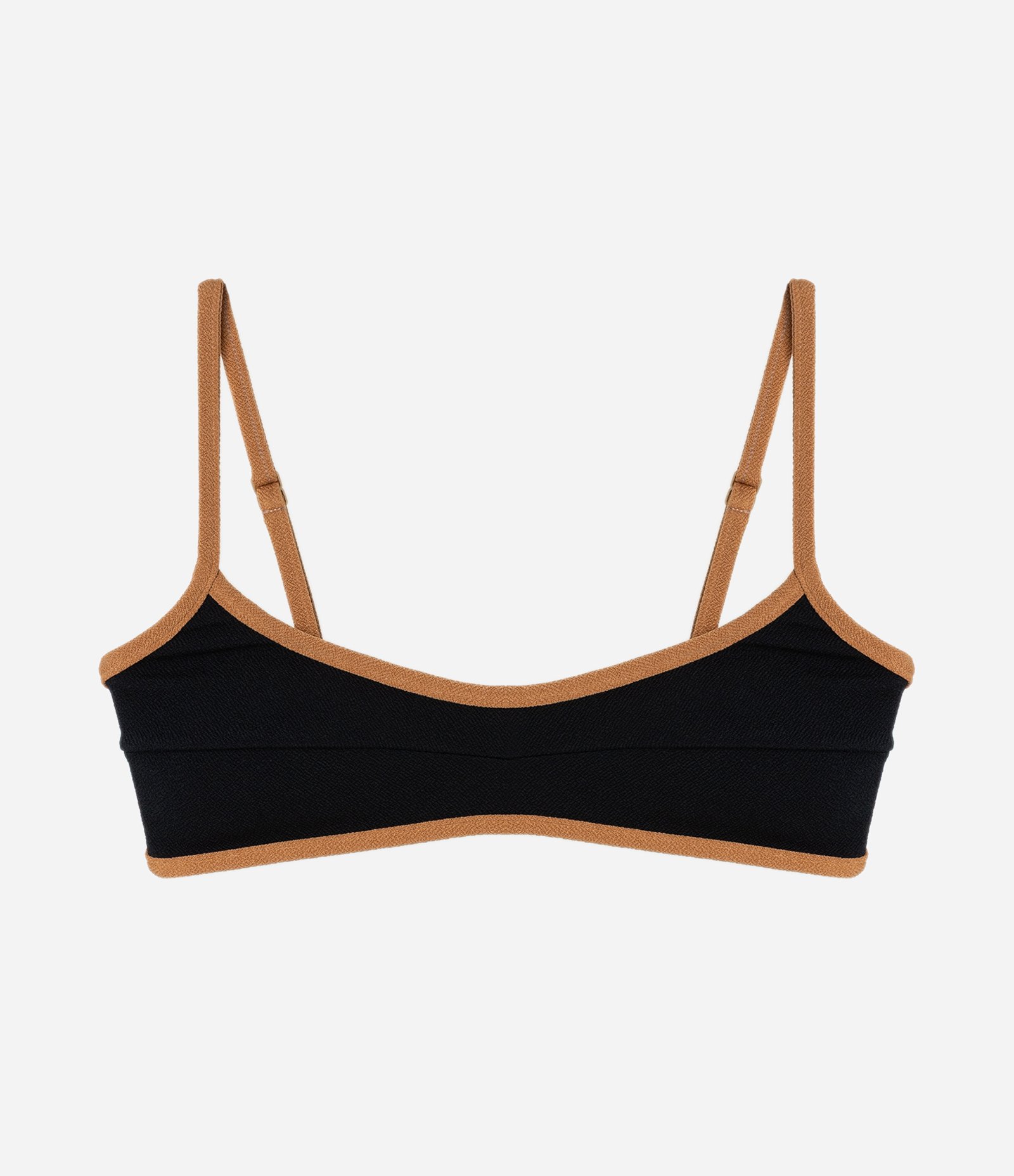 Biquini Top Camisetinha em Microfibra Texturizada com Viés Contrastante Preto 5