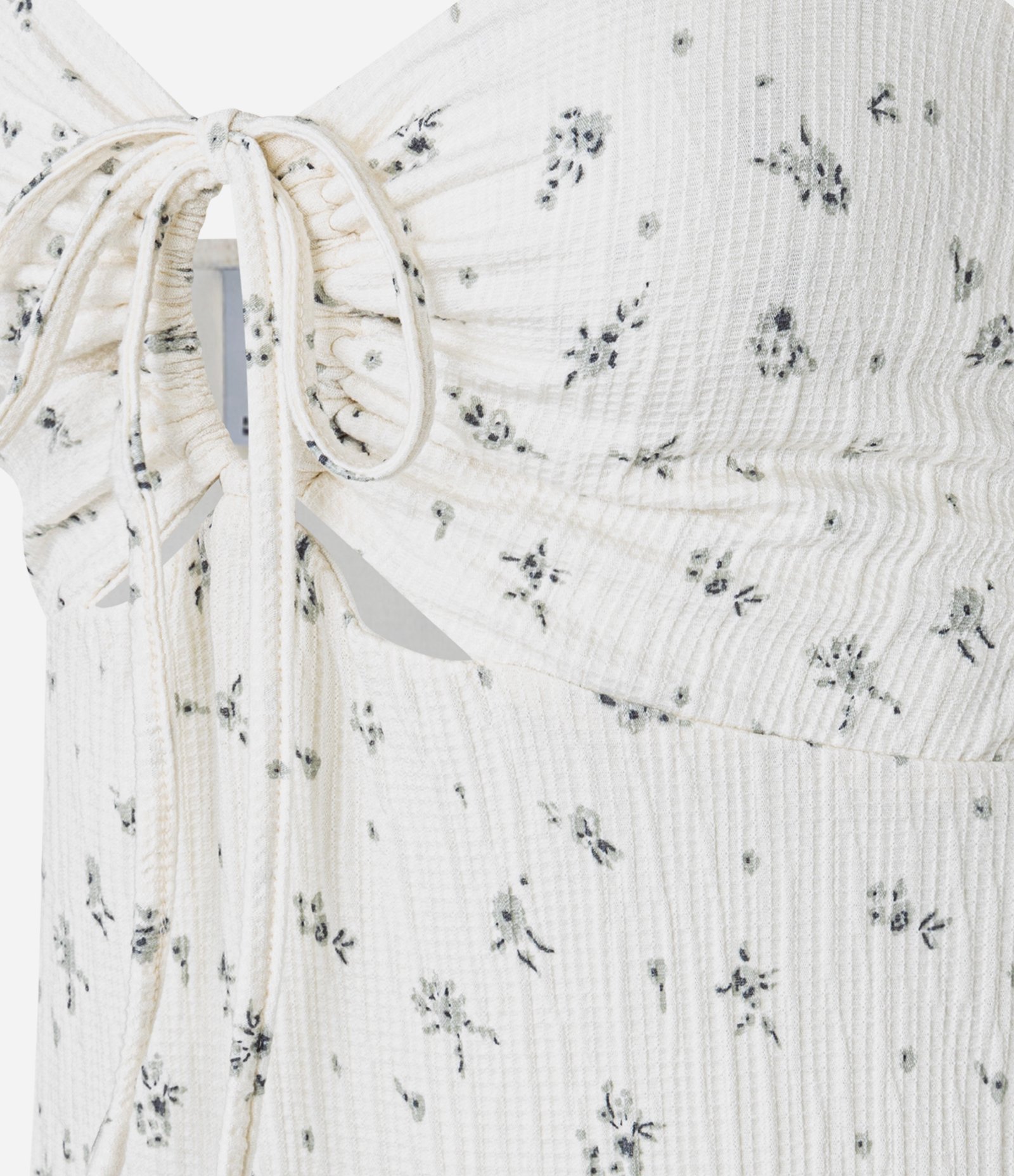 Vestido New Midi com Busto Franzido e Estampa Floral Liberty Bege 6