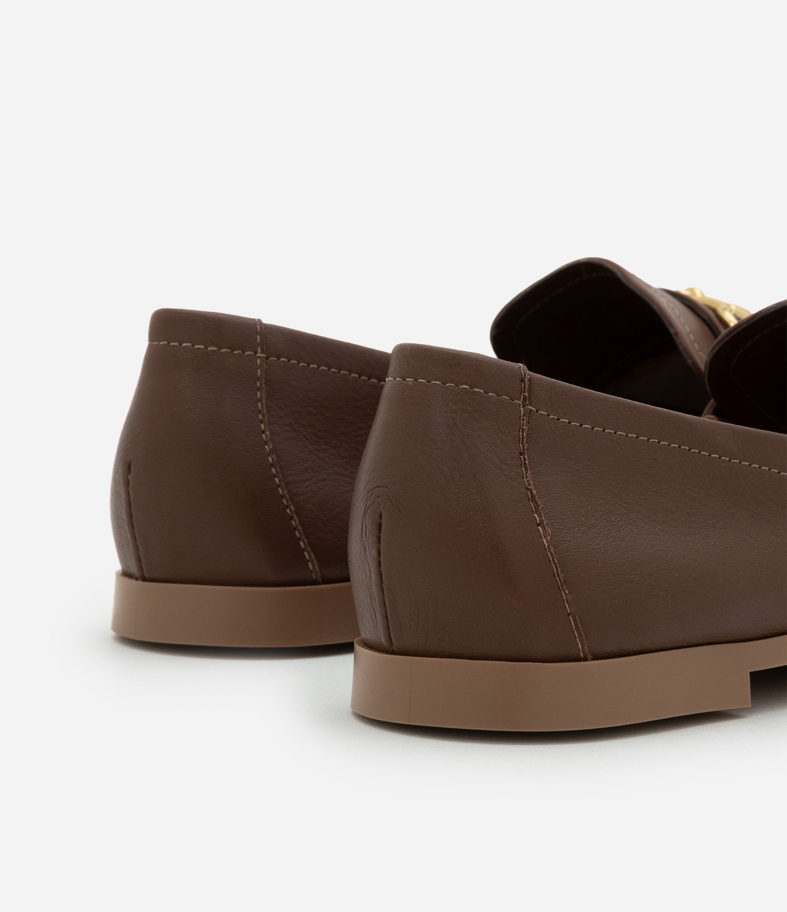 Sapato Mocassim em Couro com Bridão Contrastante Marrom 4