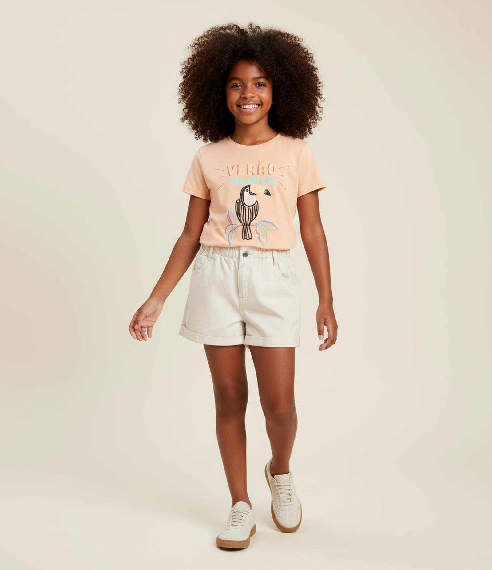Camiseta Infantil com Estampa Tucano - Tam 7 a 14 Anos Laranja 1