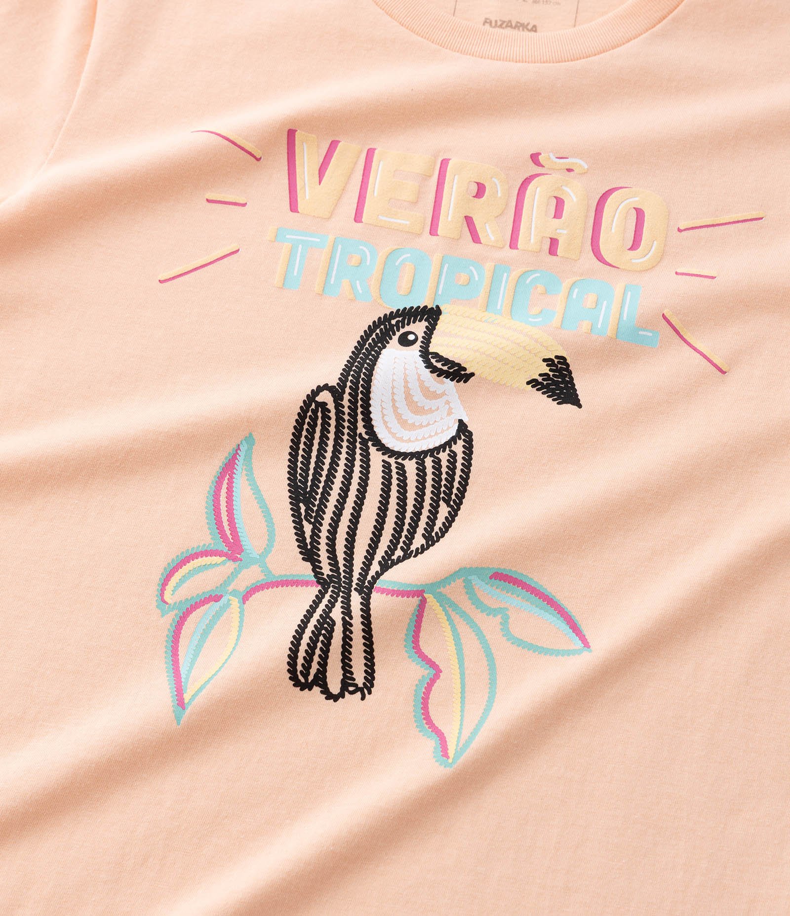 Camiseta Infantil com Estampa Tucano - Tam 7 a 14 Anos Laranja 6