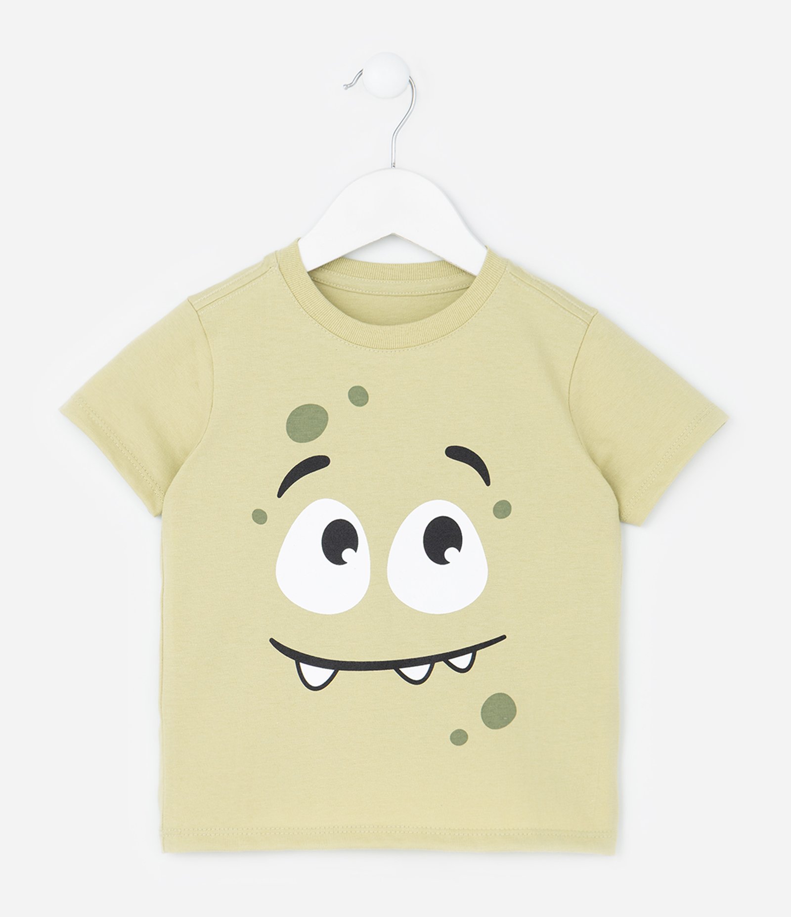 Camiseta Infantil com Estampa Carinha de Monstrinho - Tam 1 a 6 Anos Verde 2