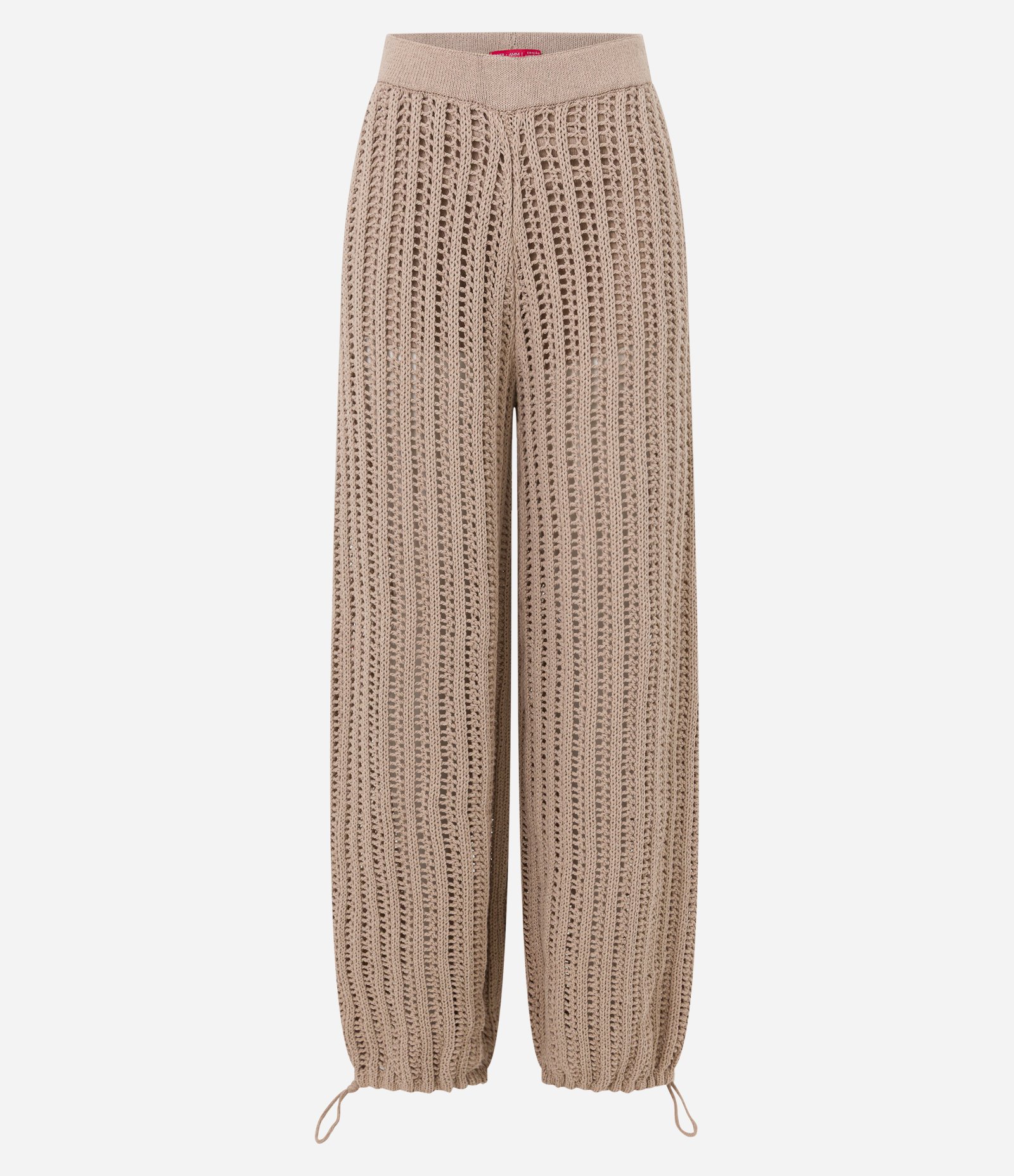 Calça em Tricô com Ponto Vazado e Puxadores Marrom 9