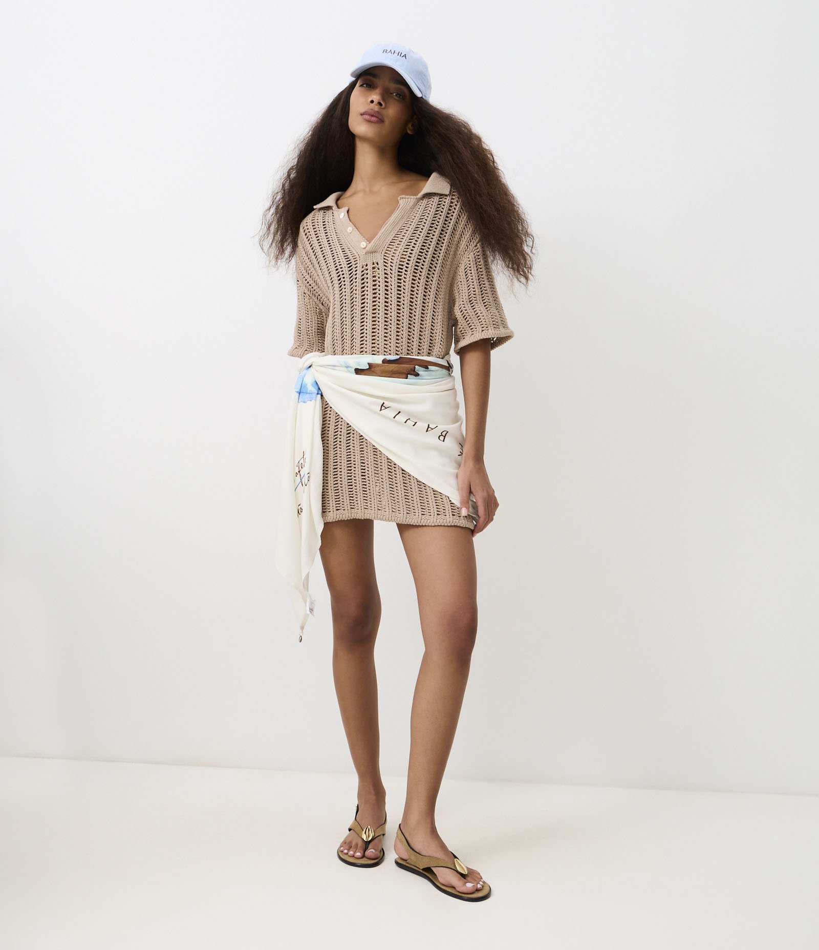 Camisa em Tricô com Ponto Vazado de Efeito Crochê Bege 6