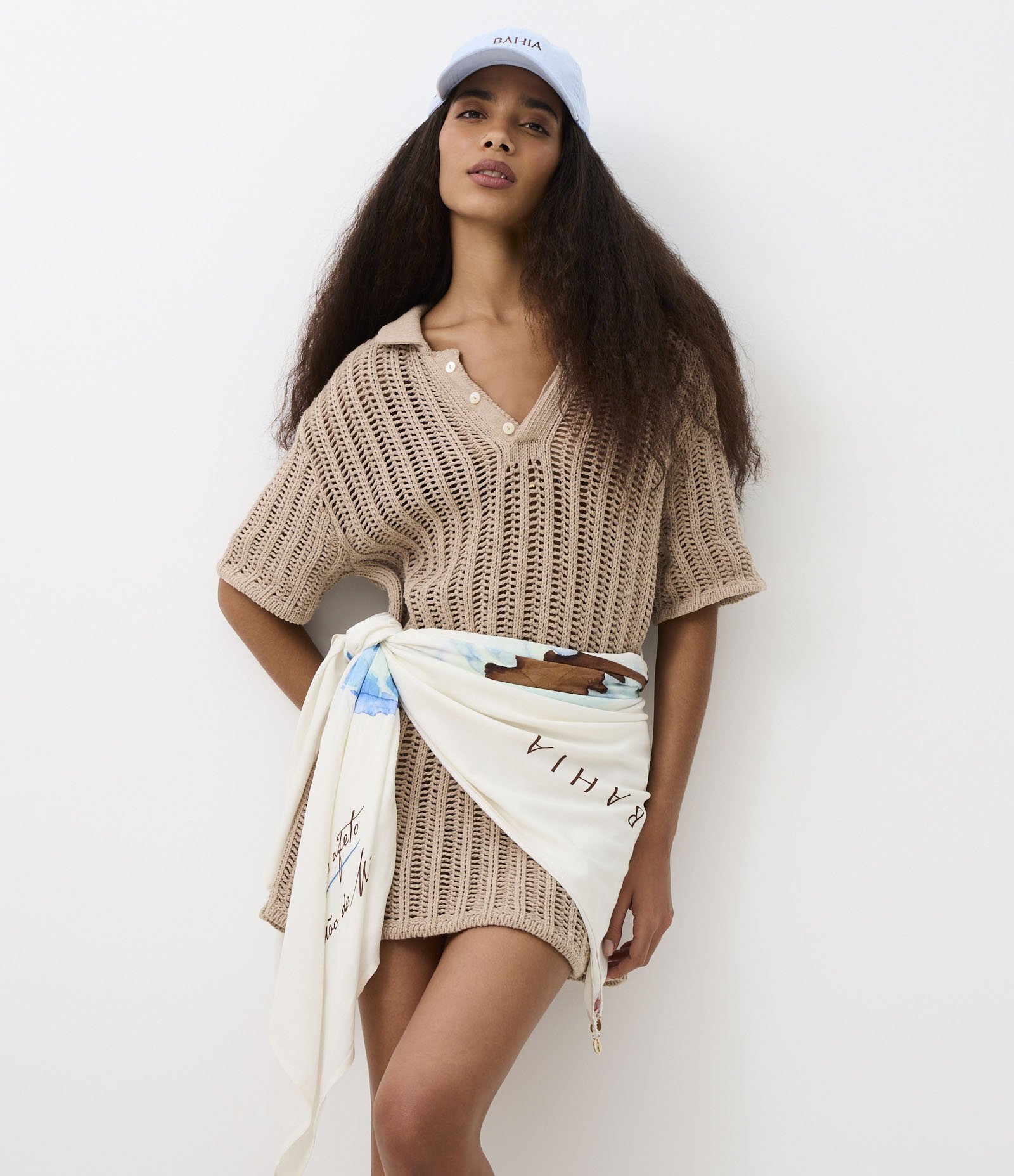 Camisa em Tricô com Ponto Vazado de Efeito Crochê Bege 7